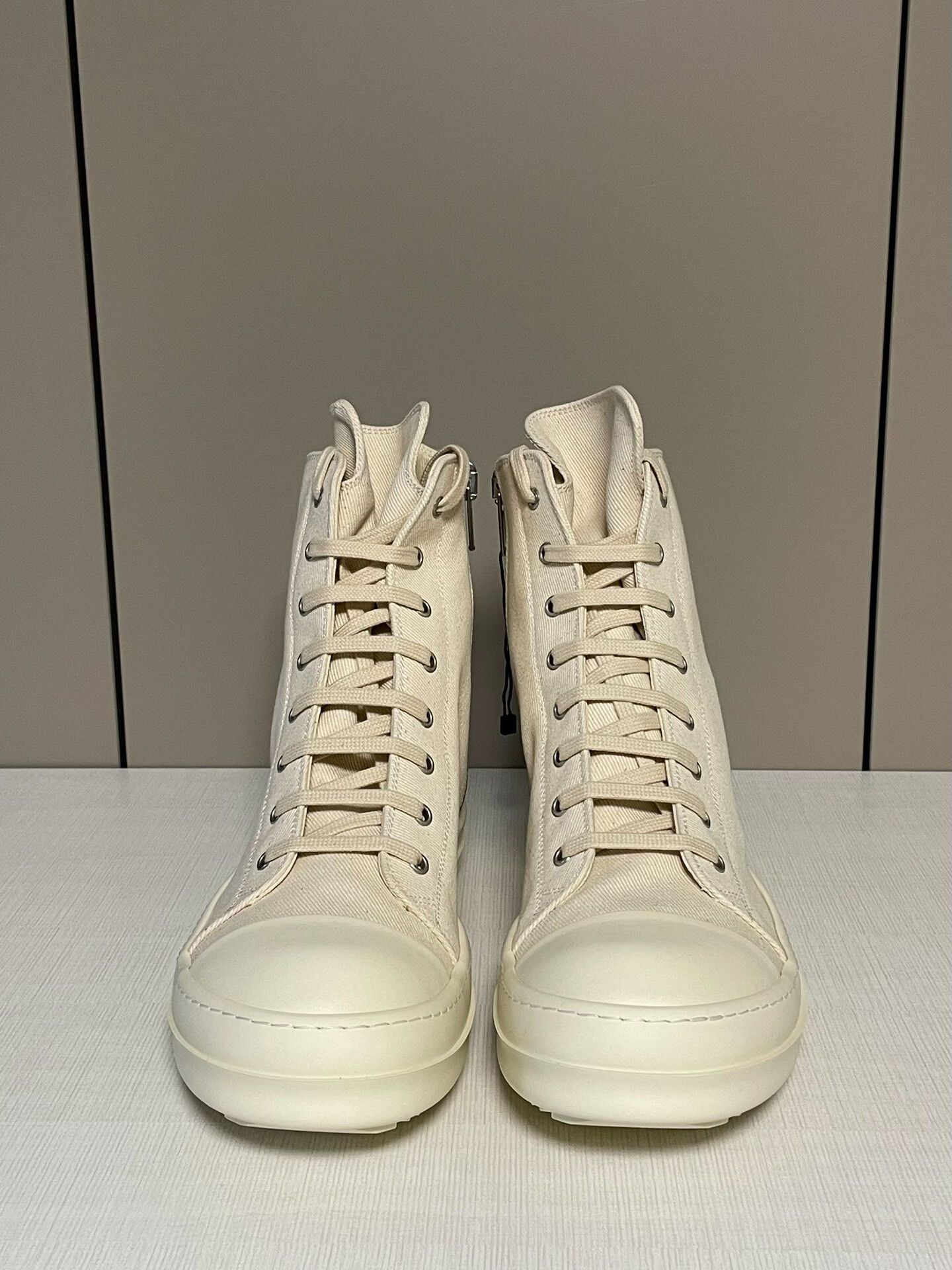 Converse rick owens beige canvas high-top sneakers Size US 10 / EU 43 - 2 Thumbnail