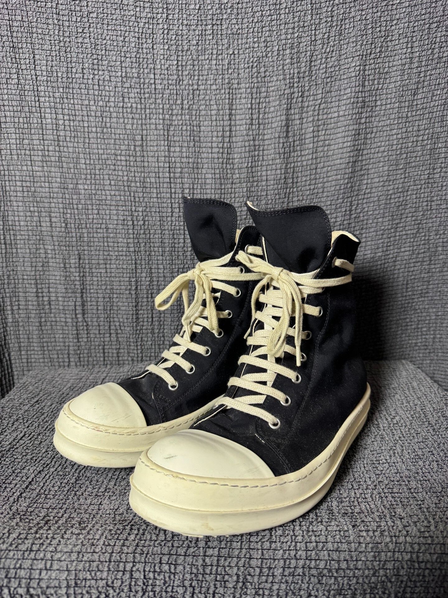 Rick Owens Rick Owens High Top Black and White Sneakers Size US 7.5 / EU 40-41 - 2 Thumbnail