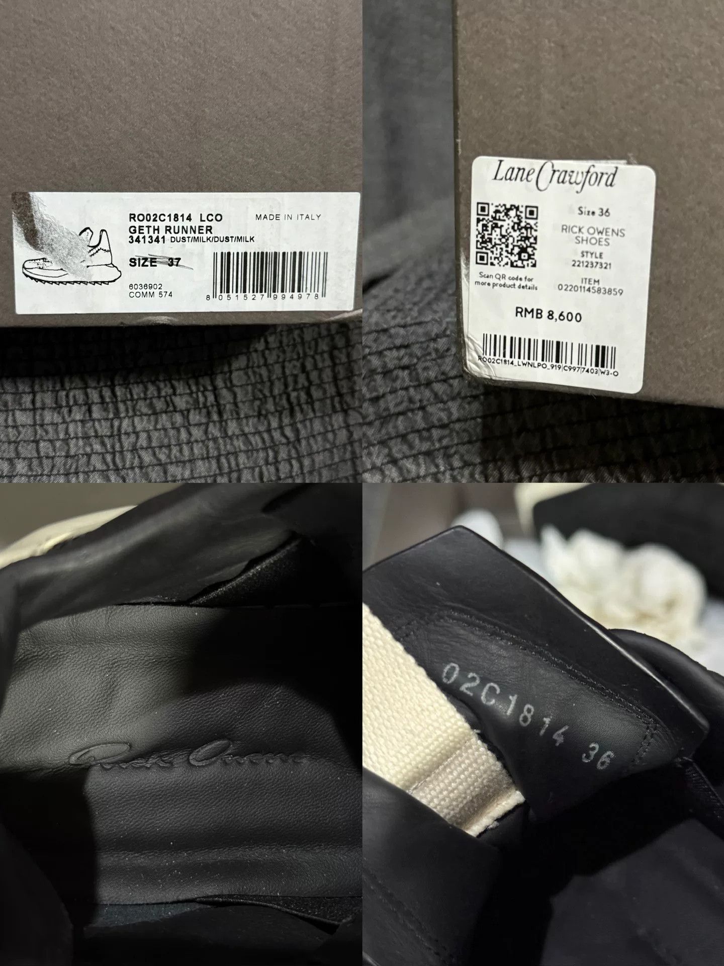 Rick Owens Rick Owens Black and White Thick Sole Sneakers Size US 5 / EU 37 - 8 Thumbnail