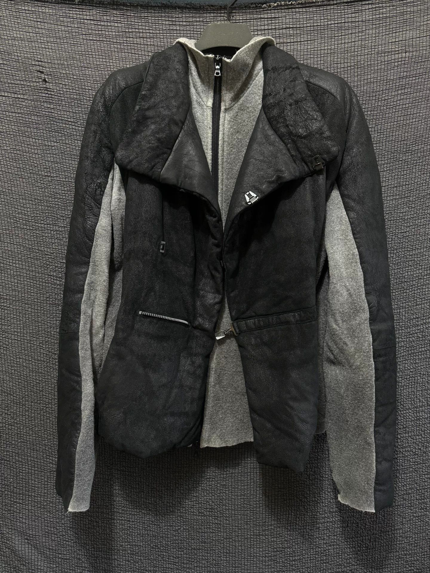 Lumen Et Umbra black leather high collar jacket Size US L / EU 52-54 / 3 - 3 Thumbnail