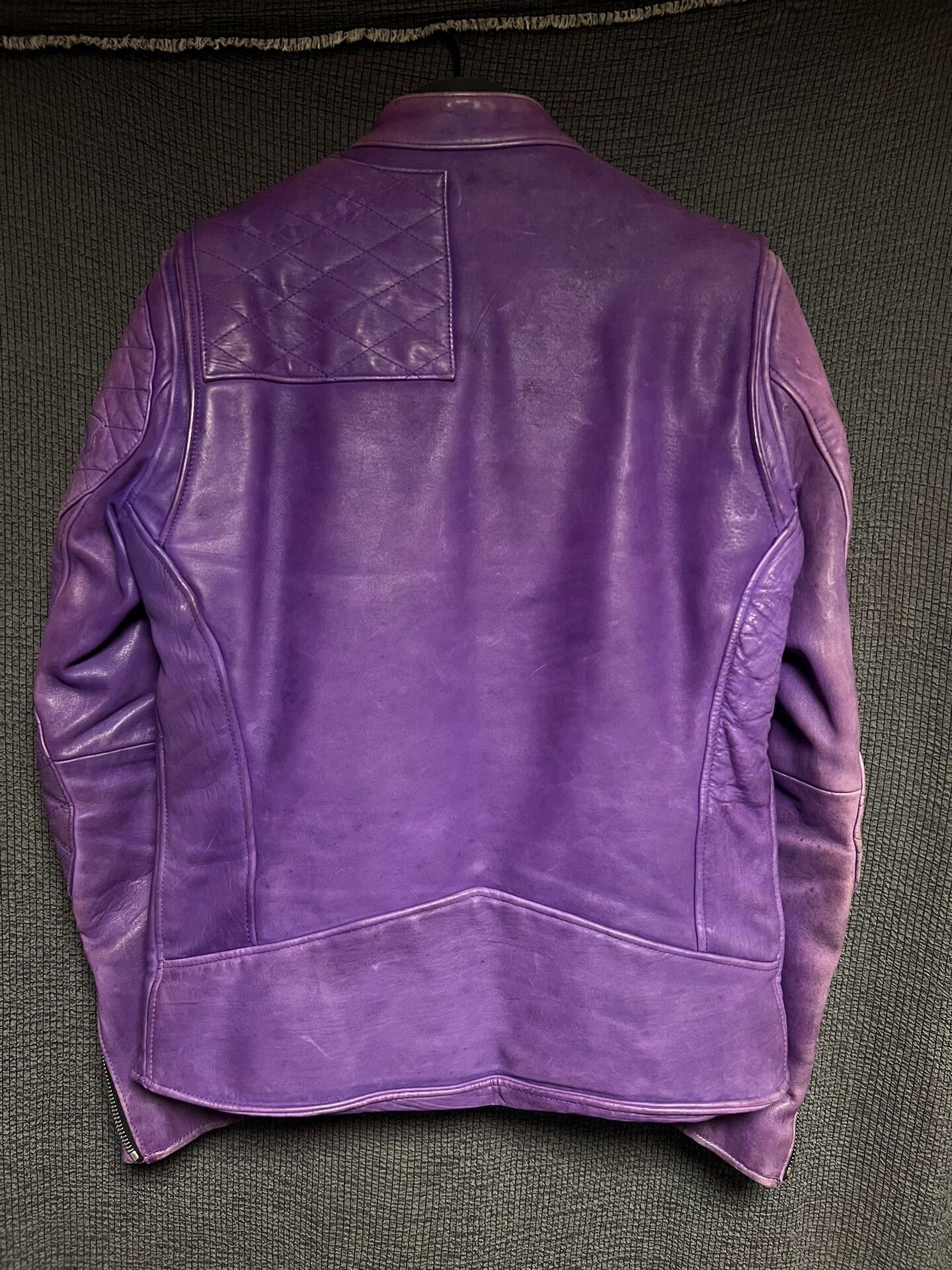 Backbone purple vintage leather motorcycle jacket Size US L / EU 52-54 / 3 - 3 Thumbnail
