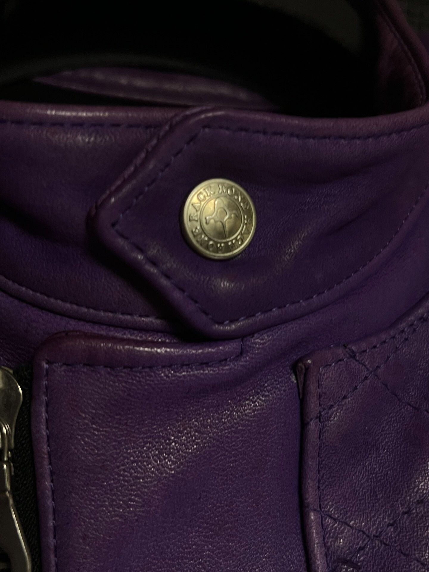 Backbone purple vintage leather motorcycle jacket Size US L / EU 52-54 / 3 - 8 Thumbnail