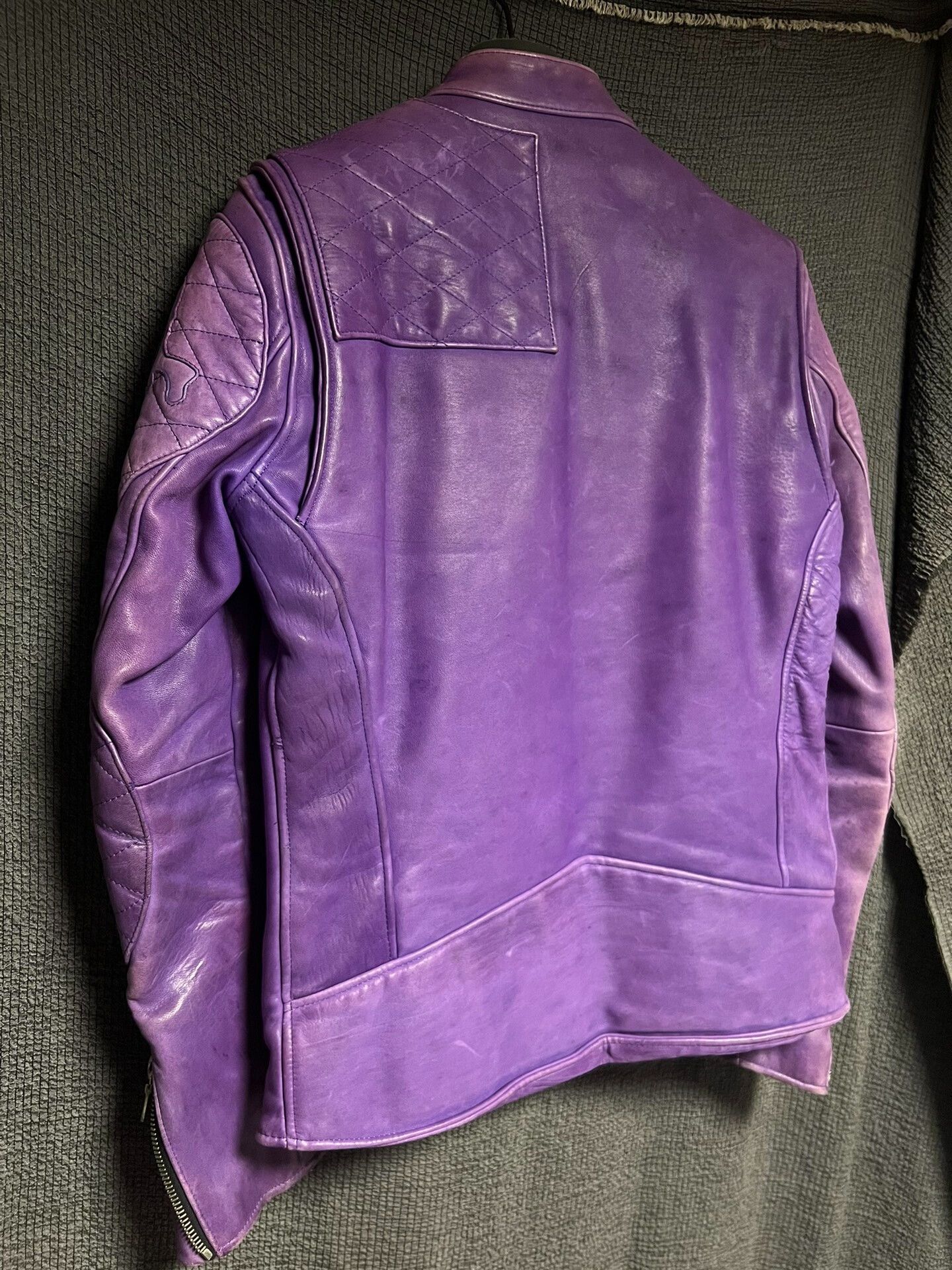 Backbone purple vintage leather motorcycle jacket Size US L / EU 52-54 / 3 - 5 Thumbnail