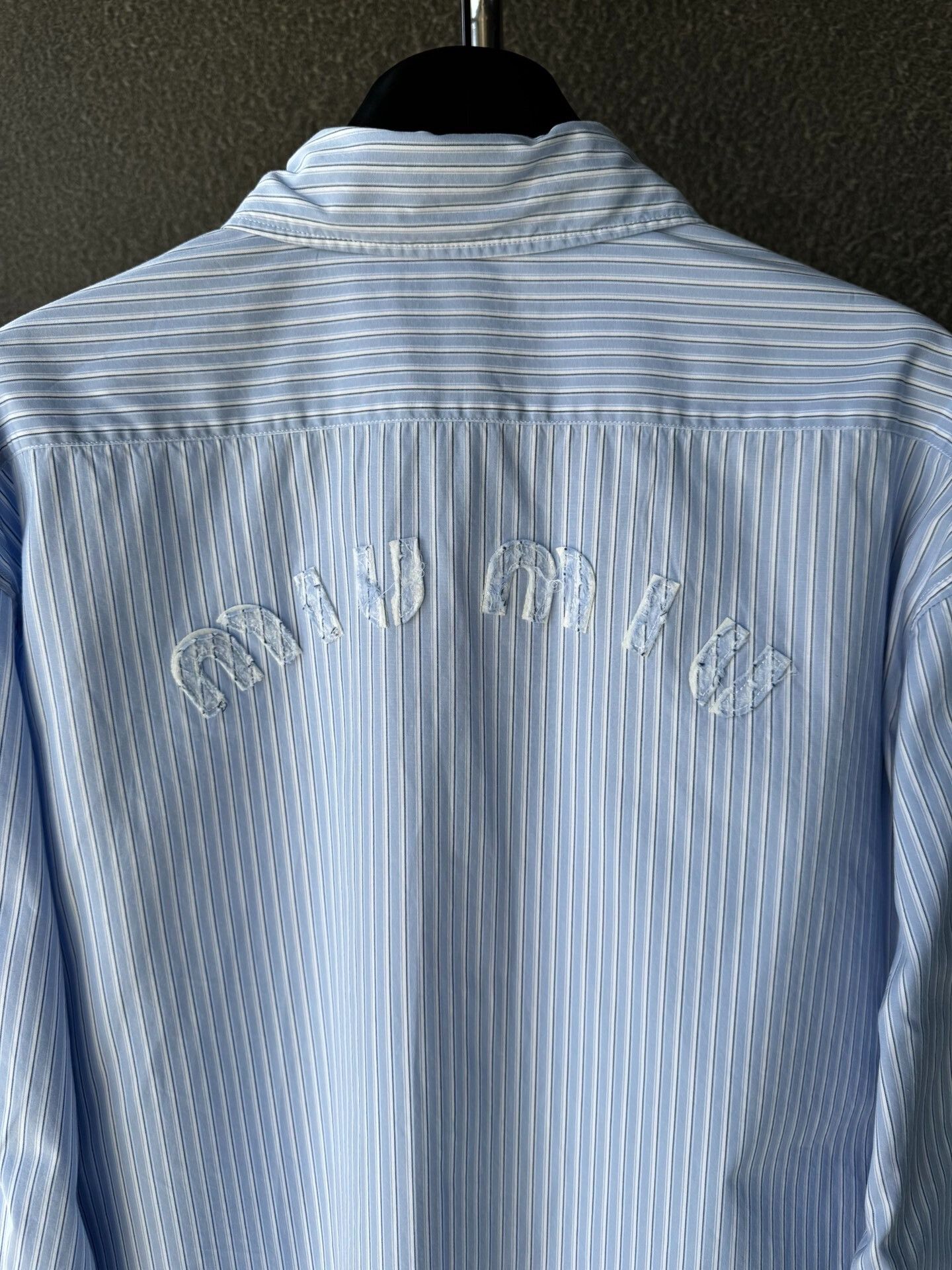 Miu Miu Miu Miu Embroidered Blue Striped Shirt Size M / US 6-8 / IT 42-44 - 5 Thumbnail