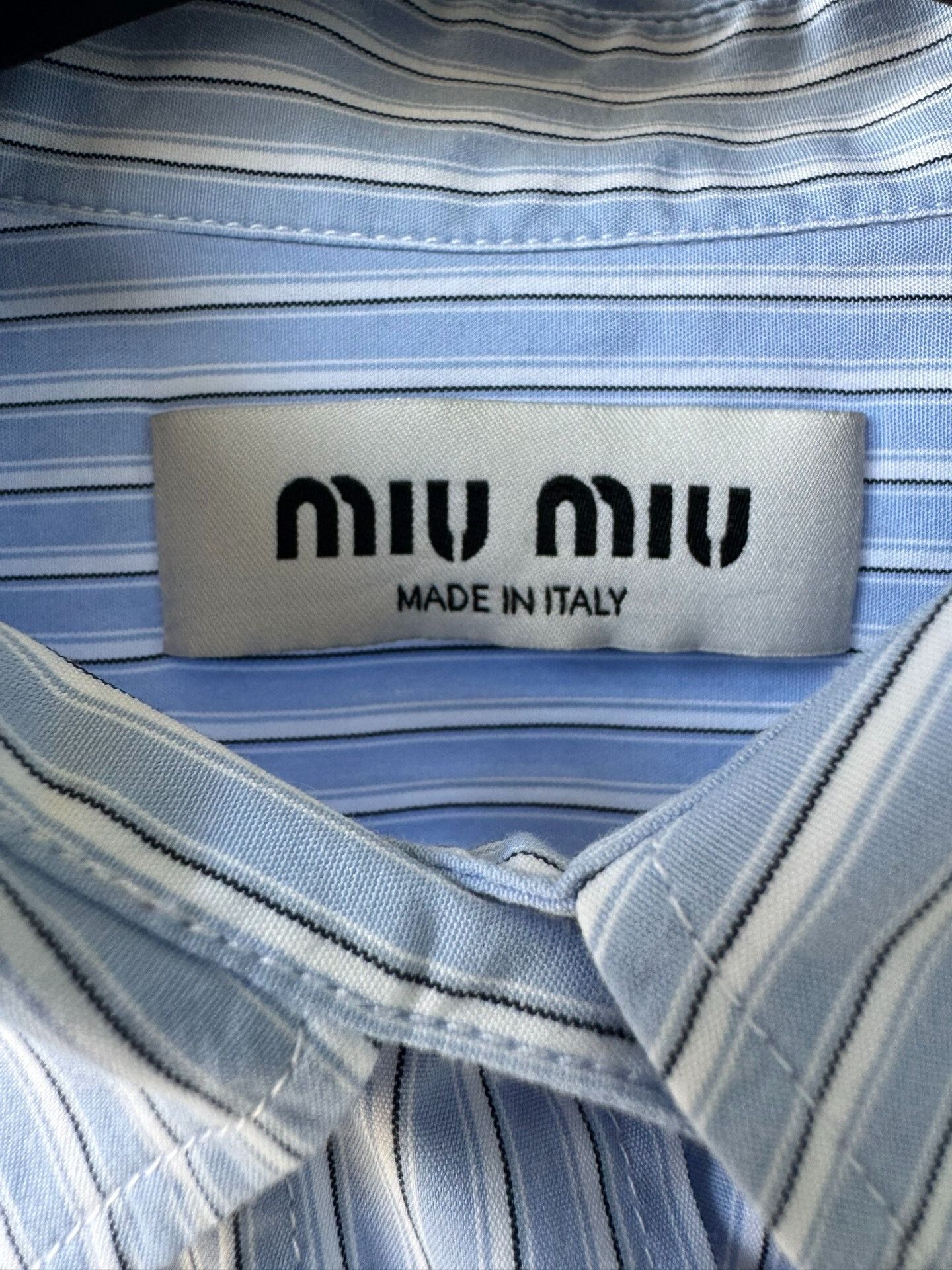 Miu Miu Miu Miu Embroidered Blue Striped Shirt Size M / US 6-8 / IT 42-44 - 7 Thumbnail