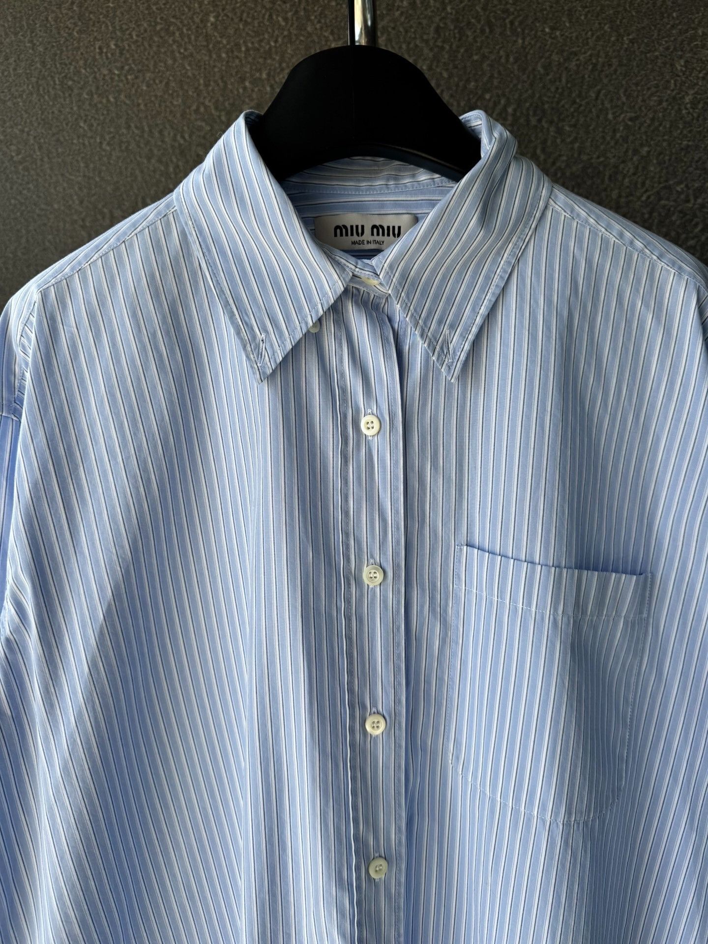 Miu Miu Miu Miu Embroidered Blue Striped Shirt Size M / US 6-8 / IT 42-44 - 3 Thumbnail