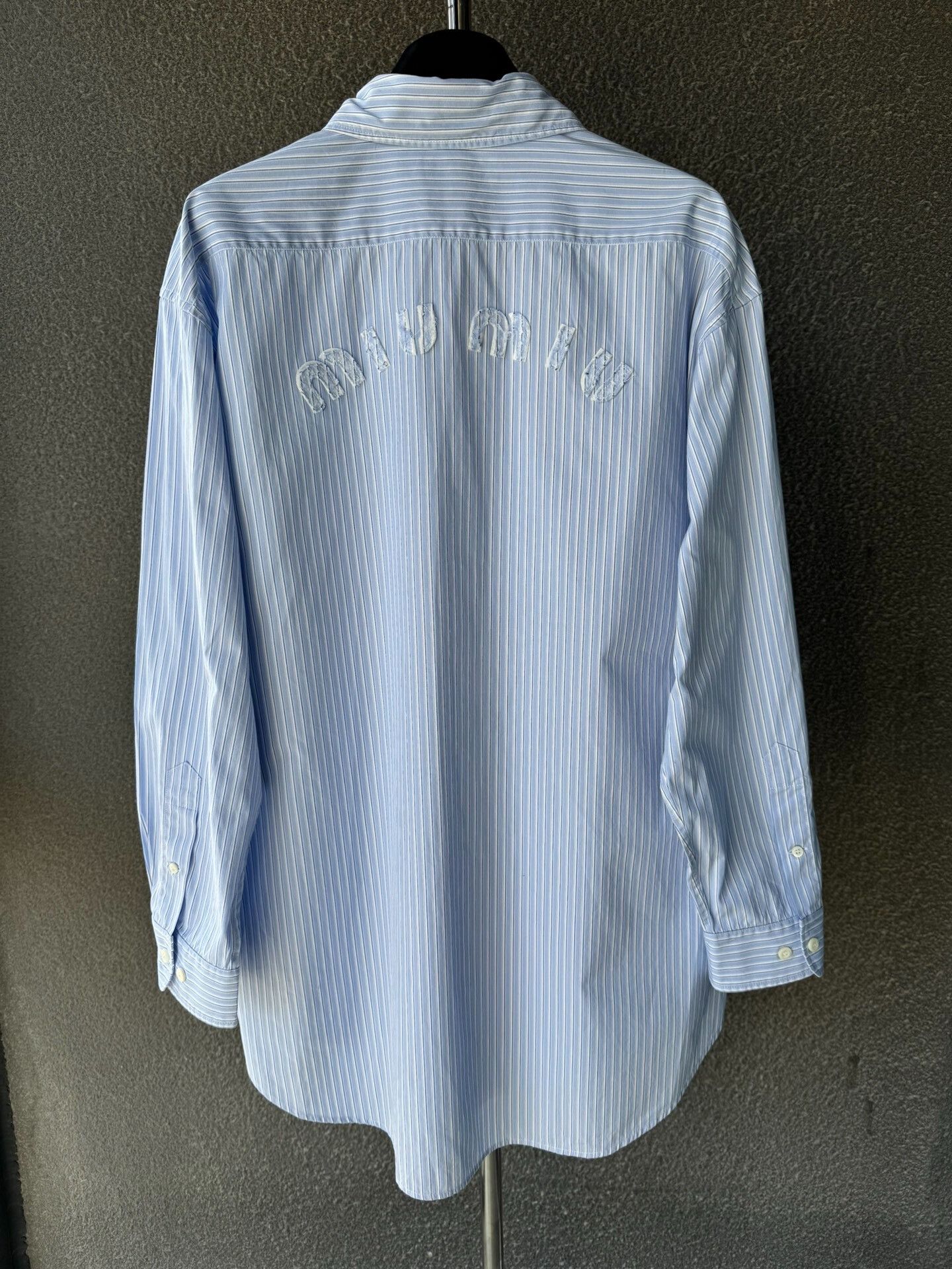 Miu Miu Miu Miu Embroidered Blue Striped Shirt Size M / US 6-8 / IT 42-44 - 2 Thumbnail