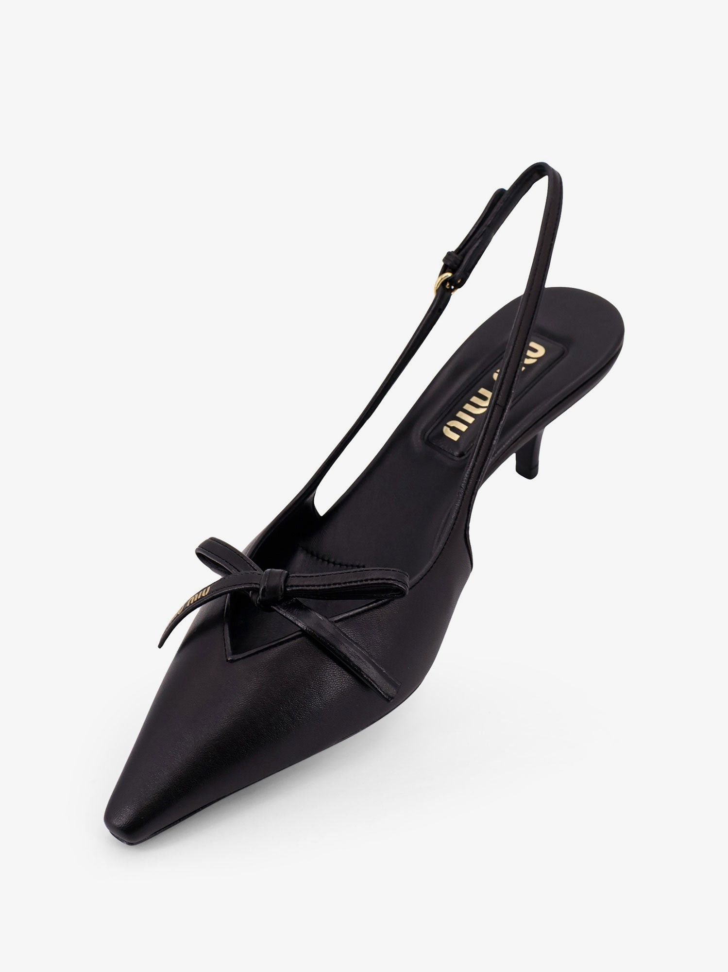 Leather décolleté with logo bow detail IT 36.5 - USA Tariffs Included
