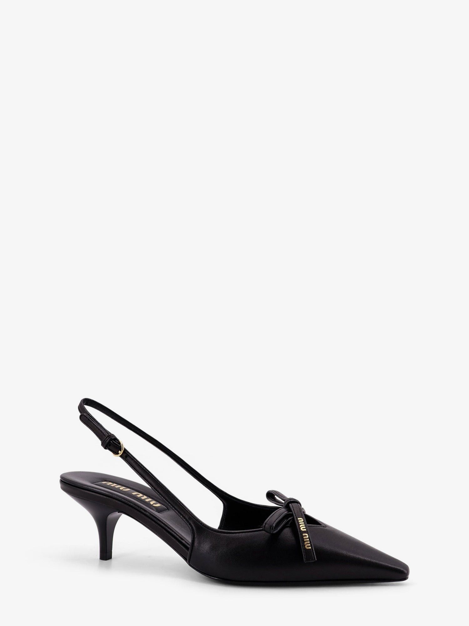 Leather décolleté with logo bow detail IT 36.5 - USA Tariffs Included
