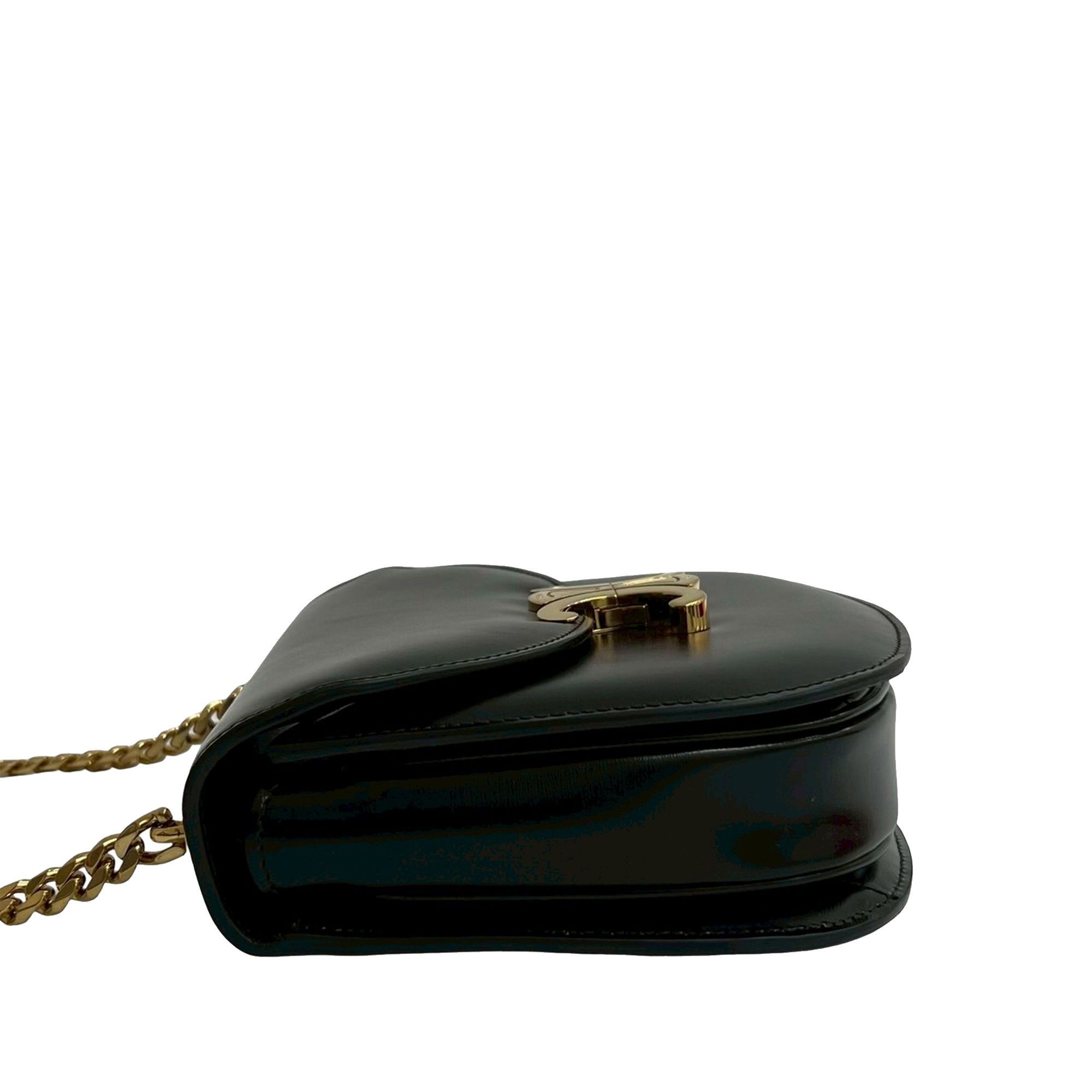Celine Celine Teen Shiny Calfskin Triomphe Besace Clea Chain Crossbody Size ONE SIZE - 4 Thumbnail