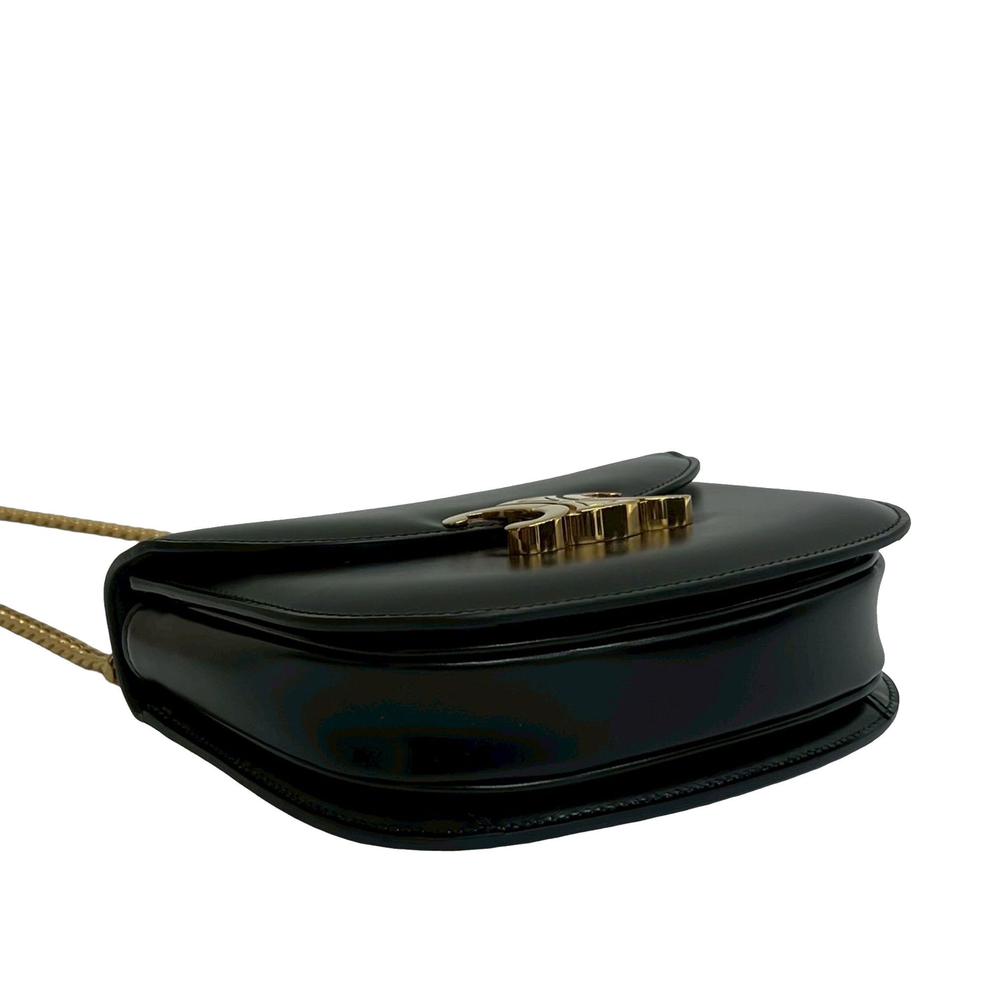 Celine Celine Teen Shiny Calfskin Triomphe Besace Clea Chain Crossbody Size ONE SIZE - 6 Thumbnail