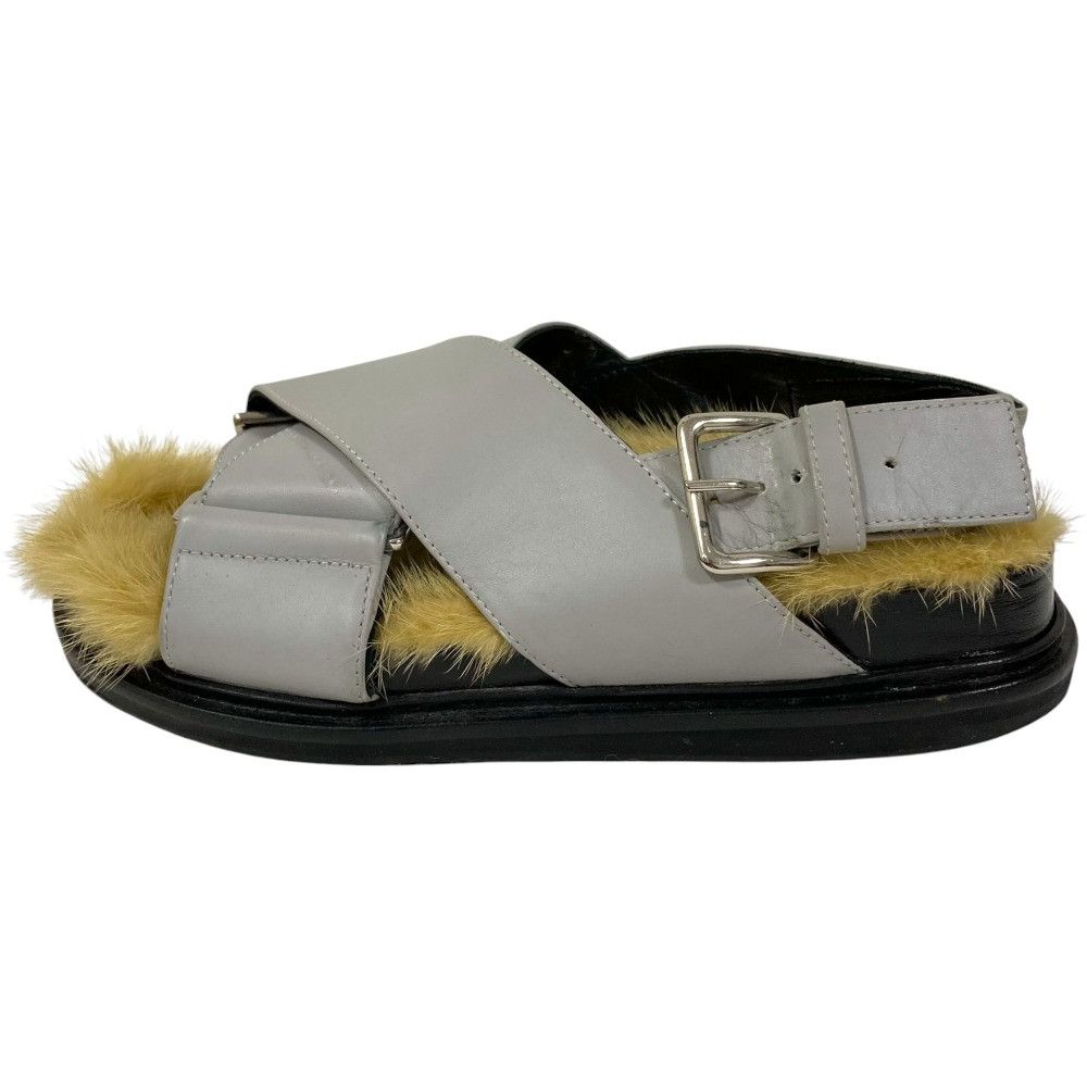 Marni Marni Marni Faux Fur Cross Strap Flat Sandals Natural Material Shoes DUTY FREE for USA Size ONE SIZE - 2 Thumbnail