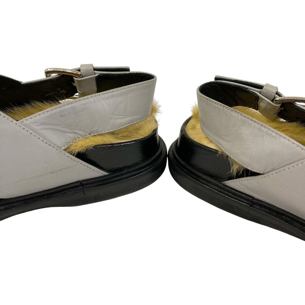 Marni Marni Marni Faux Fur Cross Strap Flat Sandals Natural Material Shoes DUTY FREE for USA Size ONE SIZE - 11 Thumbnail