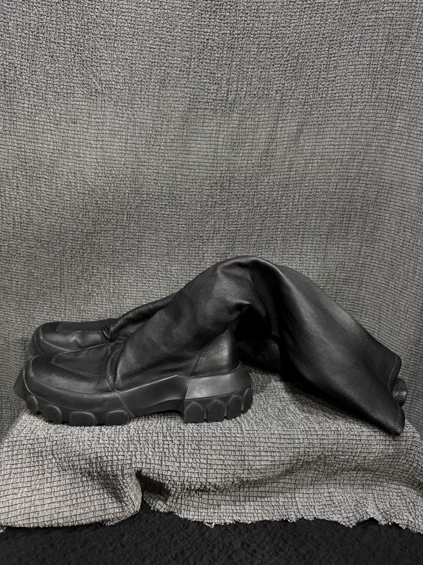 Rick Owens black leather tank sole boots by Rick Owens Size US 7.5 / EU 40-41 - 3 Thumbnail