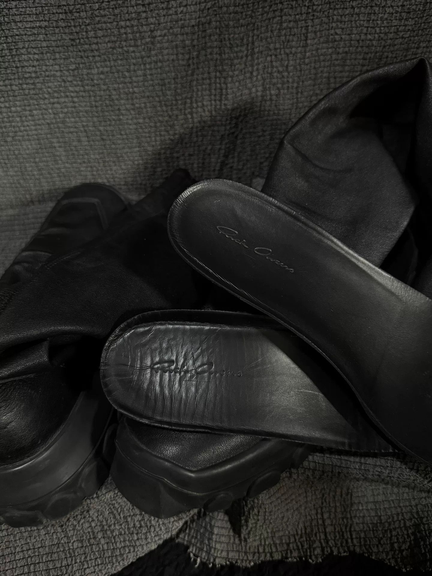 Rick Owens black leather tank sole boots by Rick Owens Size US 7.5 / EU 40-41 - 9 Thumbnail