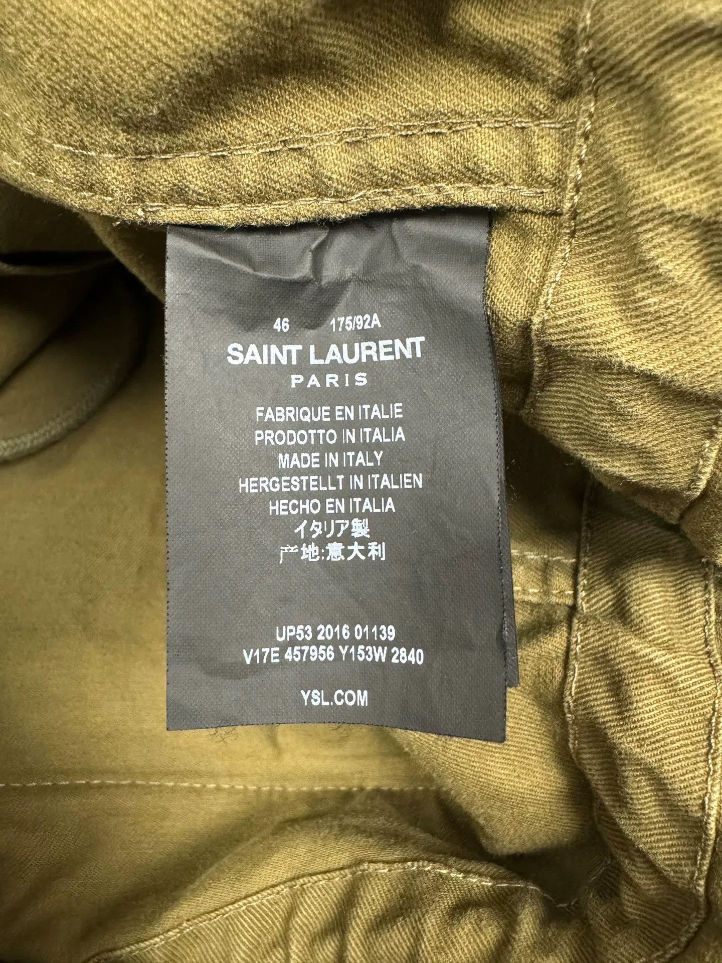 Saint Laurent Paris Saint Laurent Shark Work Jacket in Olive Green Size US L / EU 52-54 / 3 - 5 Thumbnail