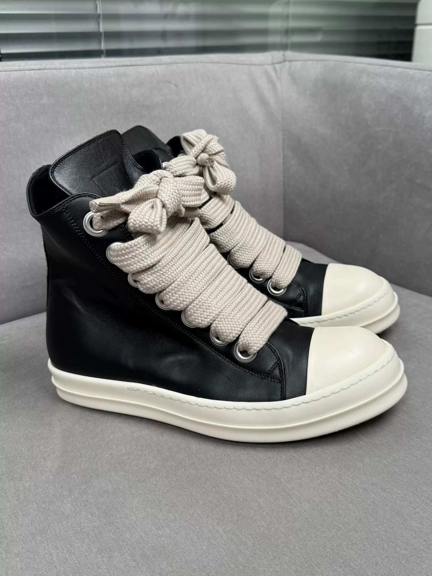 Rick Owens rick owens high-top sneakers black and white Size US 10 / EU 43 - 2 Thumbnail