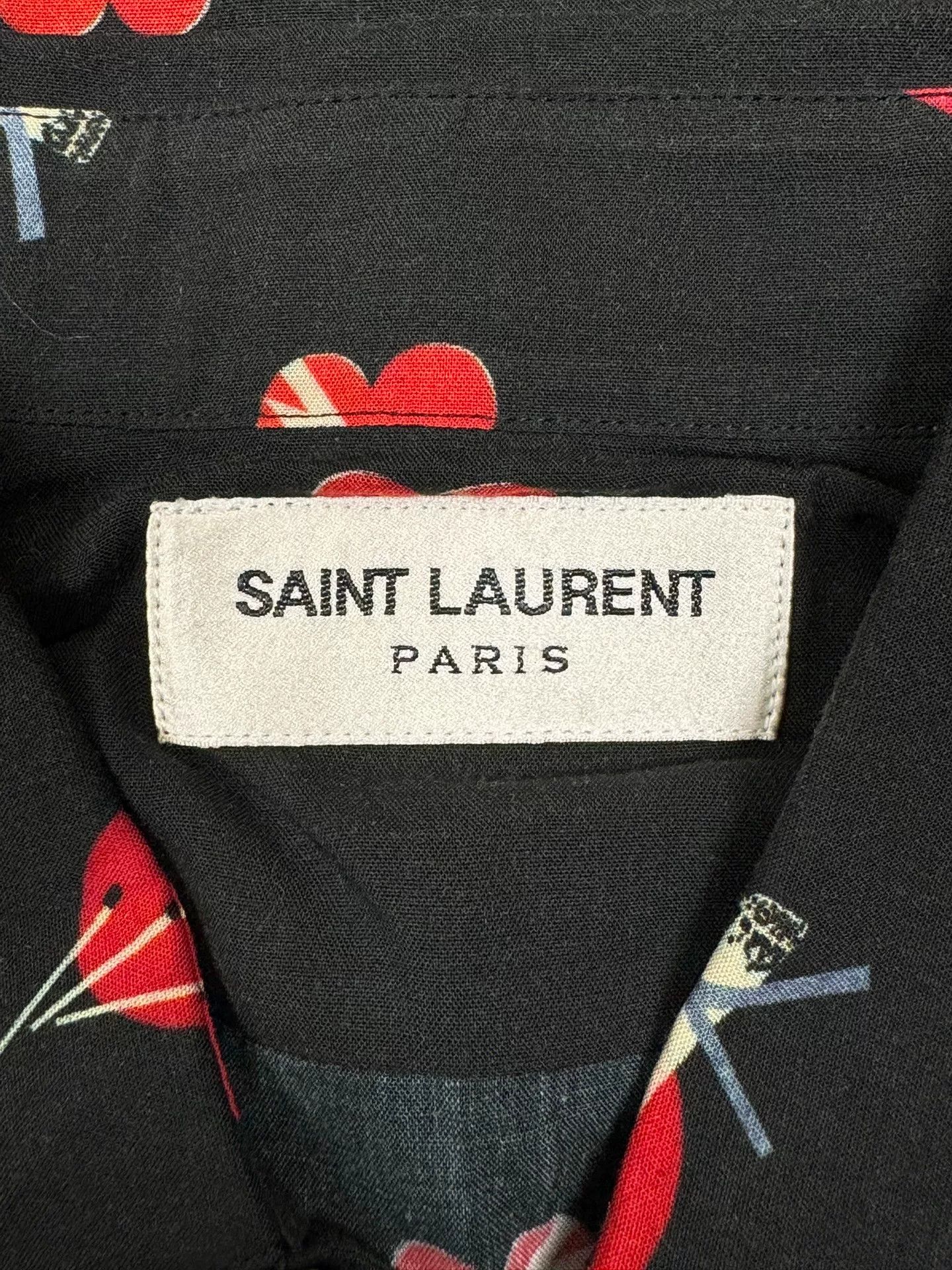 Saint Laurent Paris Saint Laurent Heart Print Silk Shirt Size US M / EU 48-50 / 2 - 5 Thumbnail