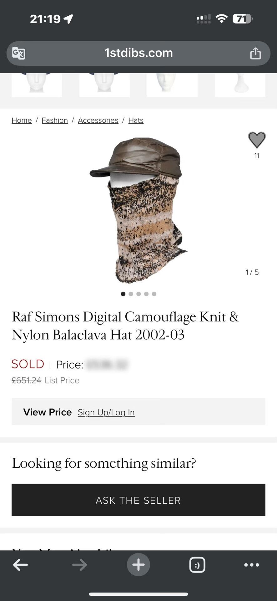 Raf Simons digital camouflage knit balaclava hat Size ONE SIZE - 5 Thumbnail