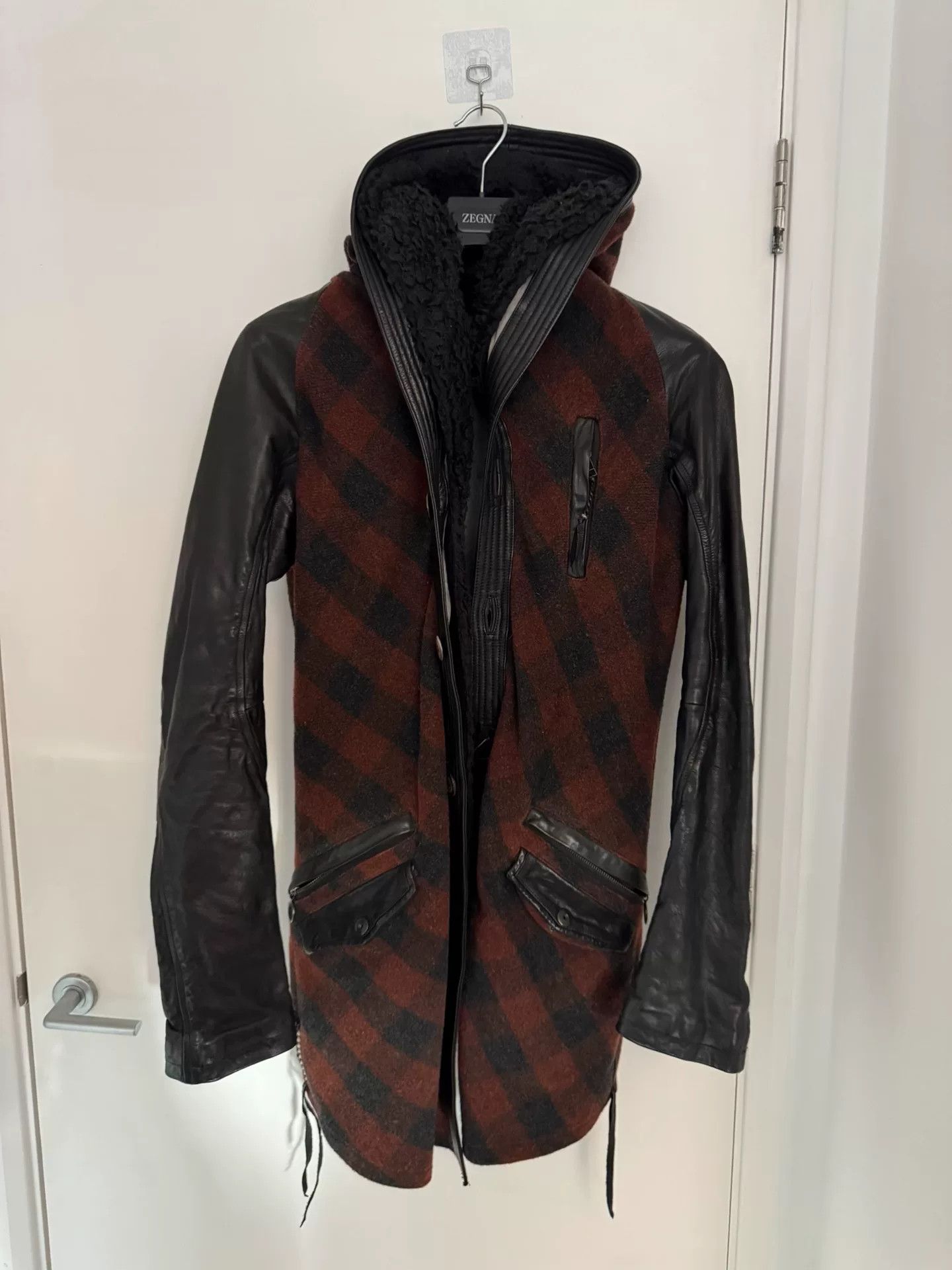 KMRii wool and leather hooded jacket Size US M / EU 48-50 / 2 - 6 Thumbnail