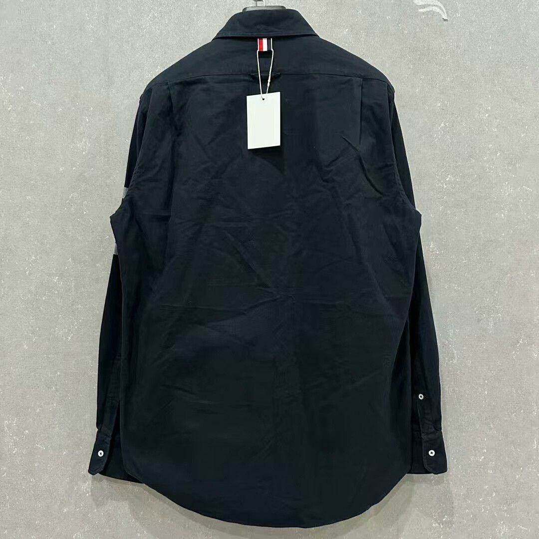 Thom Browne navy four-stripe shirt by Thom Browne Size US M / EU 48-50 / 2 - 2 Thumbnail