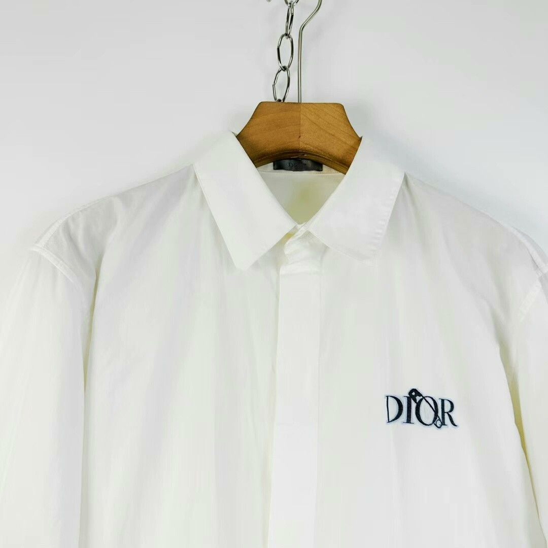 Dior white long sleeve shirt with logo pin Size US L / EU 52-54 / 3 - 3 Thumbnail