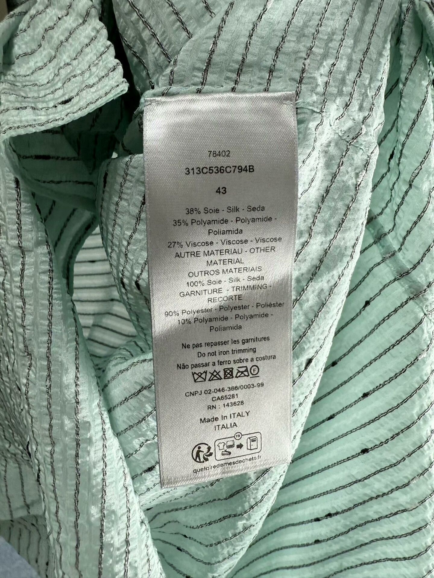 Dior dior mint green silk shirt with label Size US L / EU 52-54 / 3 - 4 Thumbnail