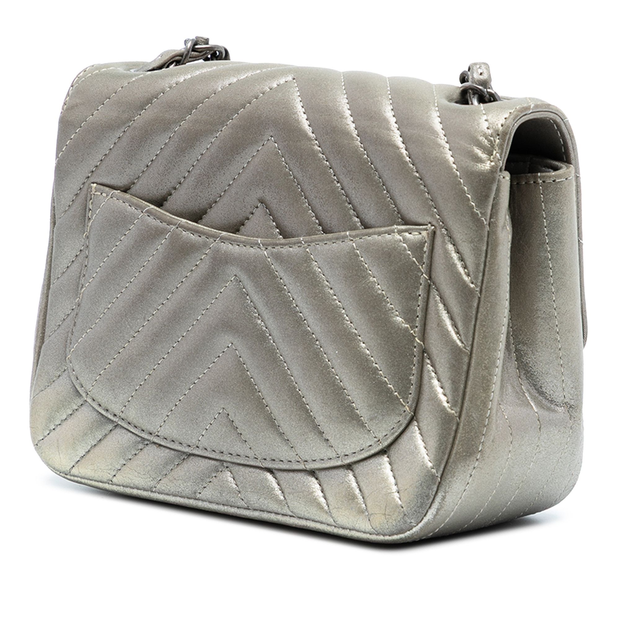 Chanel Chanel Mini Square Classic Chevron Iridescent Lambskin Single Flap Size ONE SIZE - 2 Thumbnail