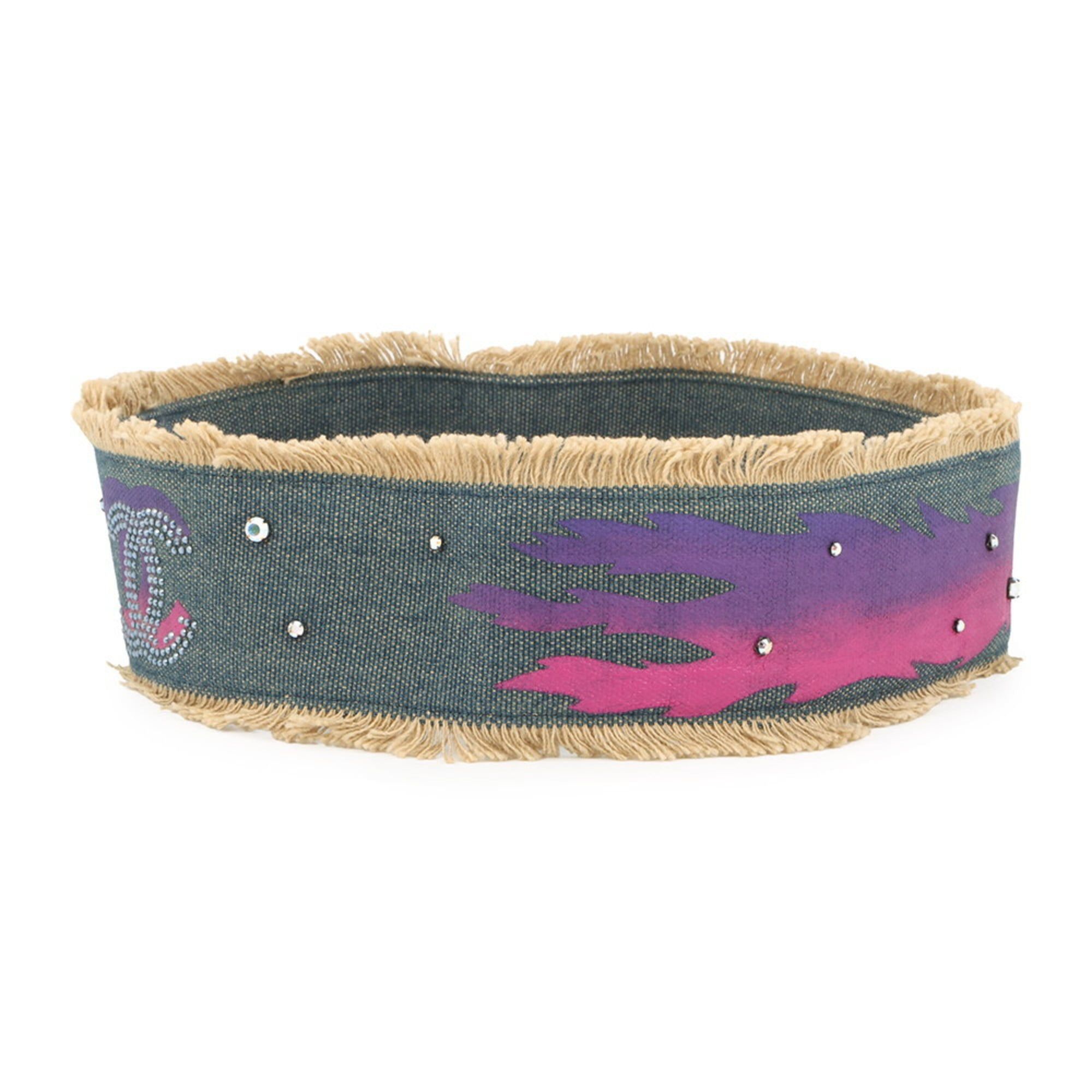 Chanel Coco Mark Rhinestone Denim Belt 01 P CHANEL