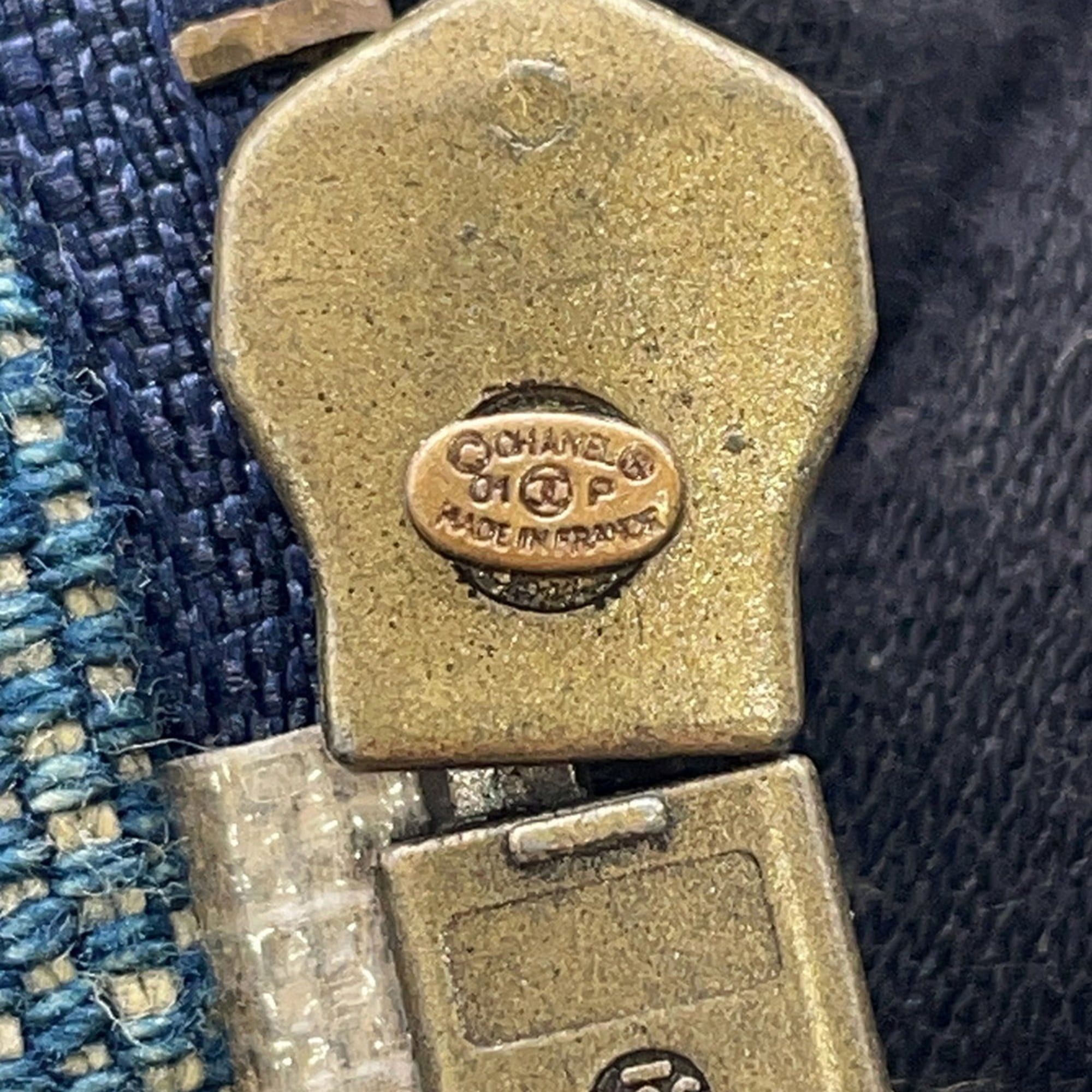Chanel Coco Mark Rhinestone Denim Belt 01 P CHANEL