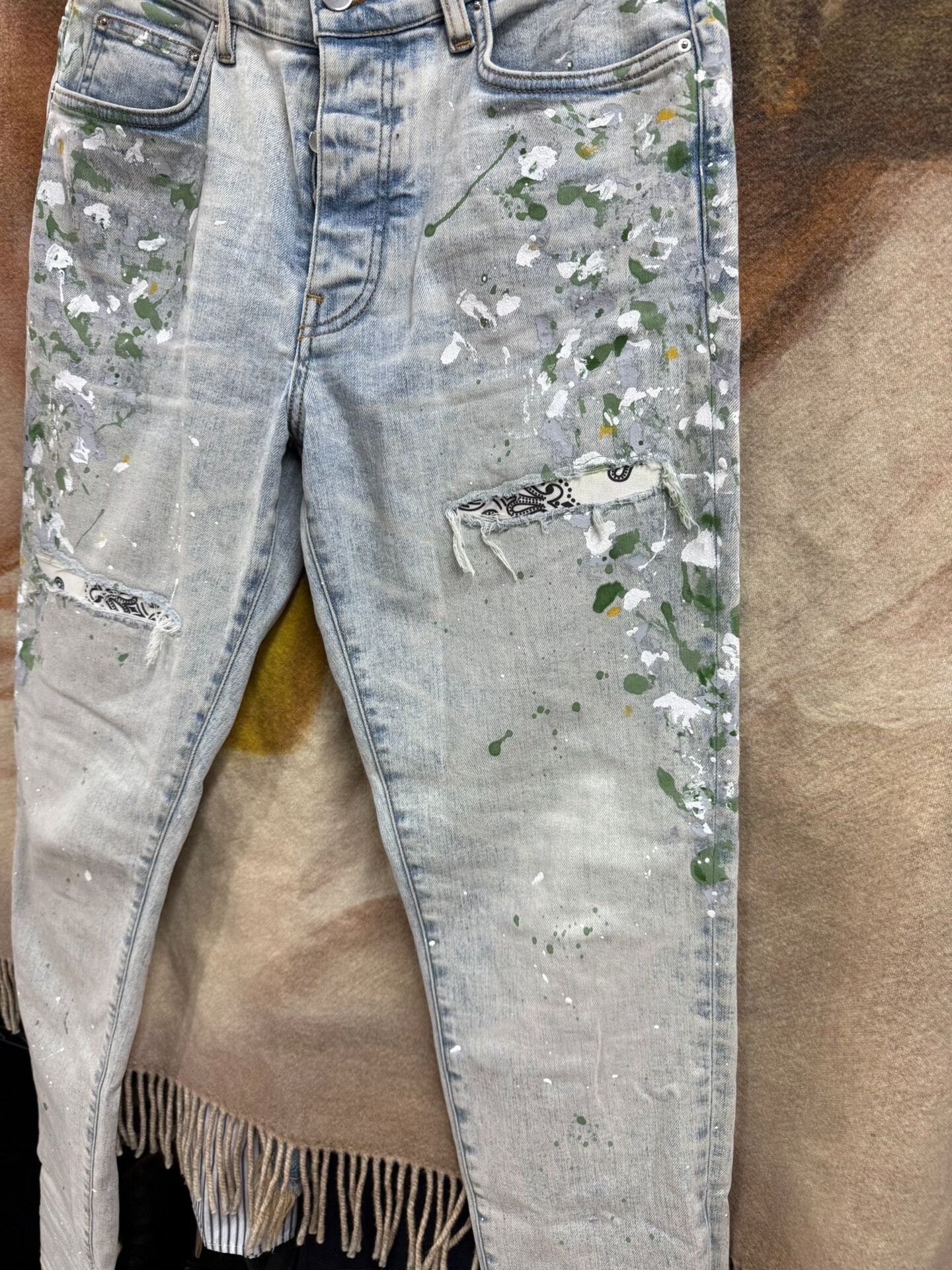 Haider Ackermann amiri splattered slim fit denim pants size 33 Size US 33 - 4 Thumbnail