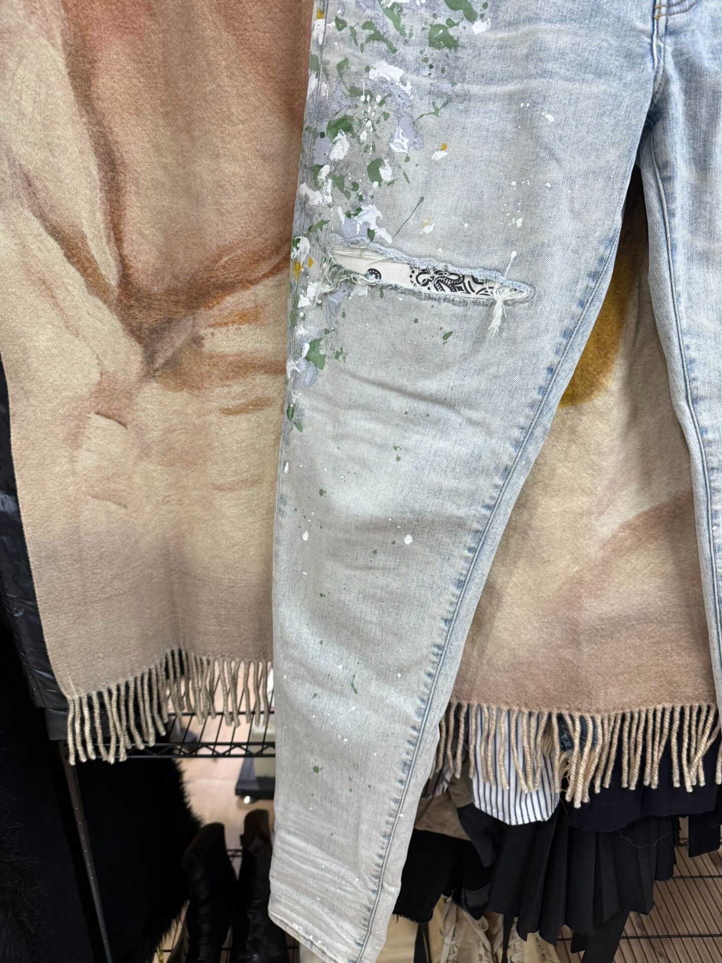 Haider Ackermann amiri splattered slim fit denim pants size 33 Size US 33 - 3 Thumbnail