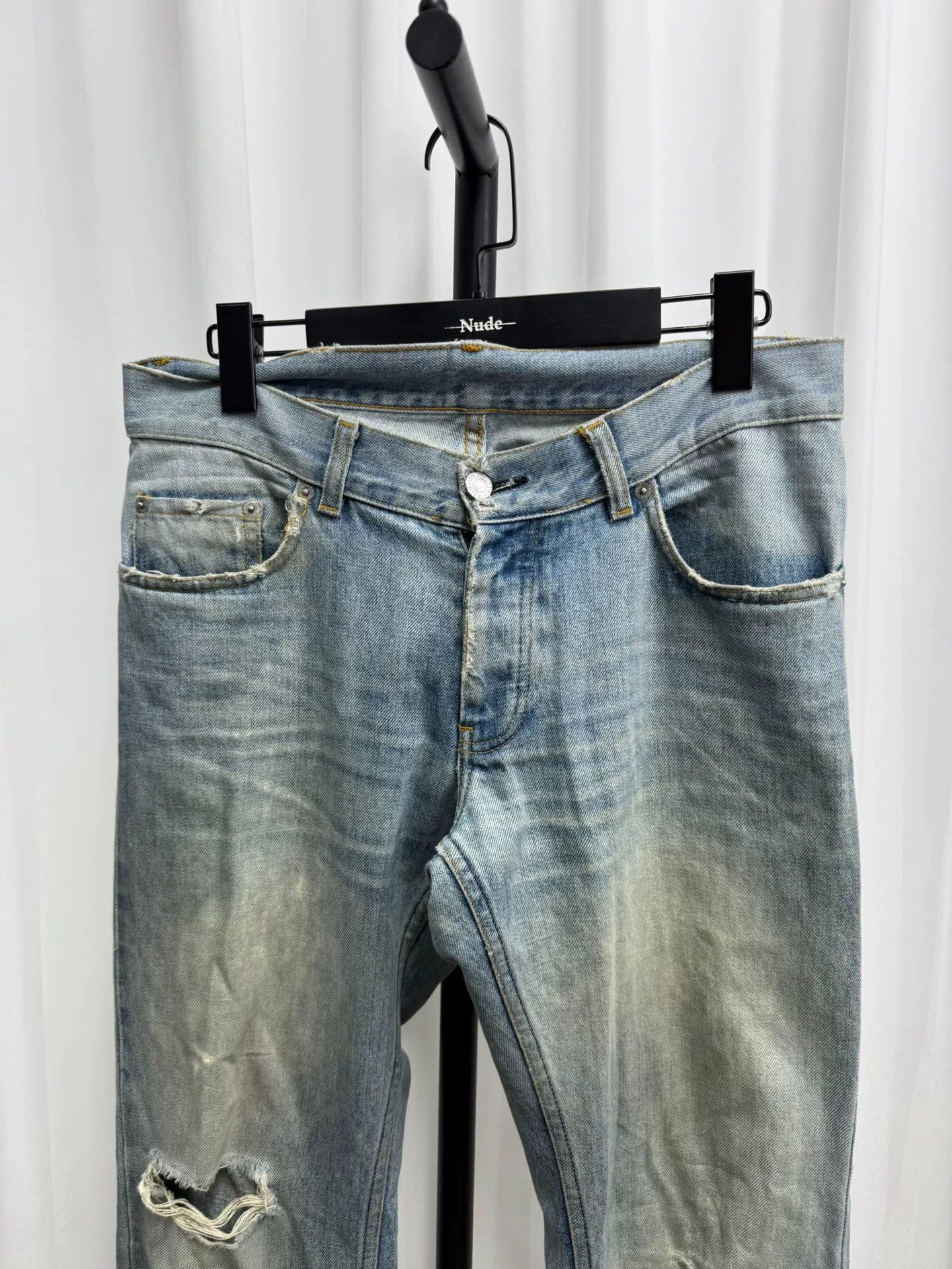 Helmut Lang classic washed denim pants with distressing Size US 30 / EU 46 - 2 Thumbnail