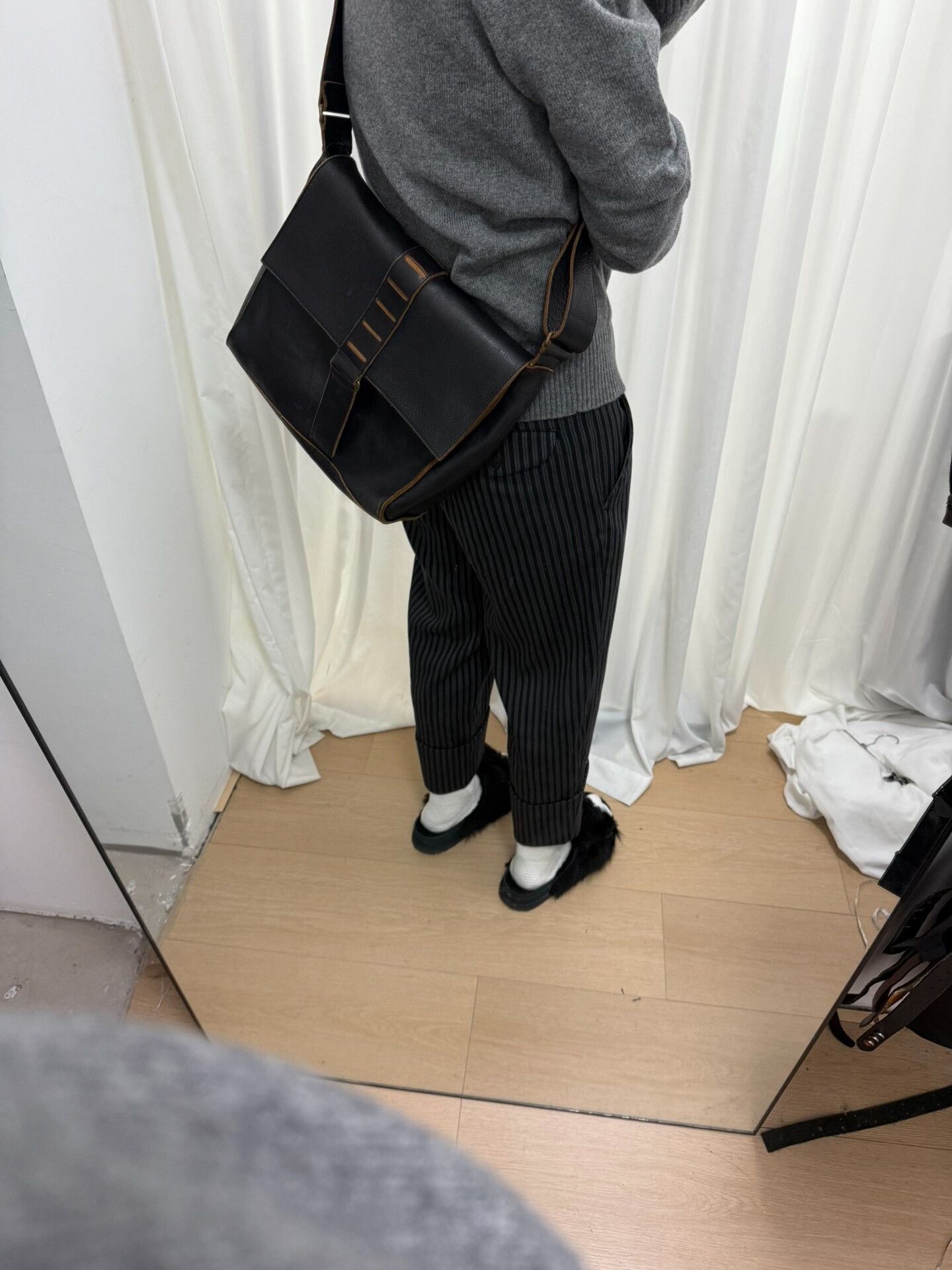 yohji yamamoto leather messenger bag