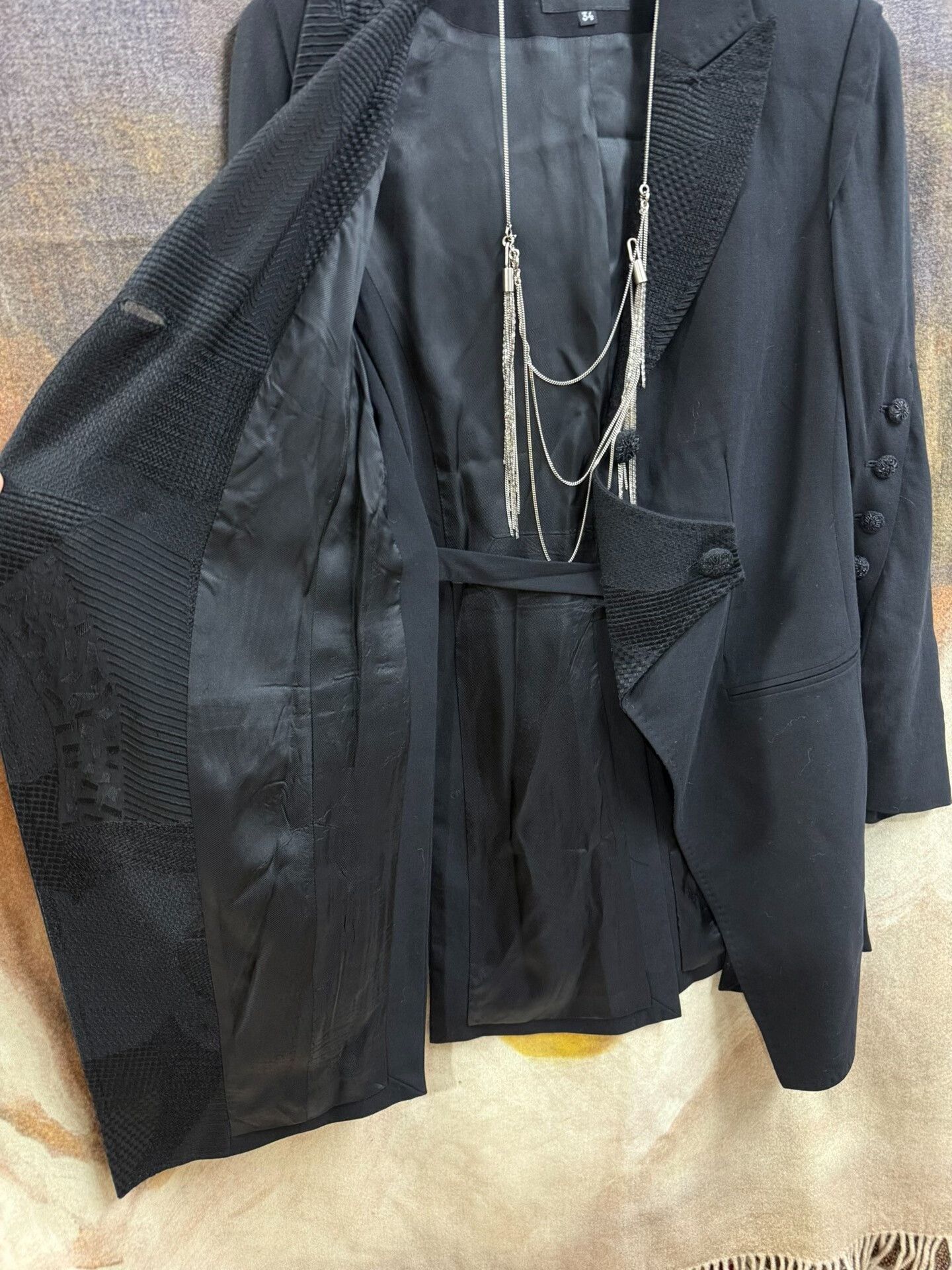 Ann Demeulemeester elegant black embroidered tailcoat jacket Size US XS / EU 42 / 0 - 6 Thumbnail