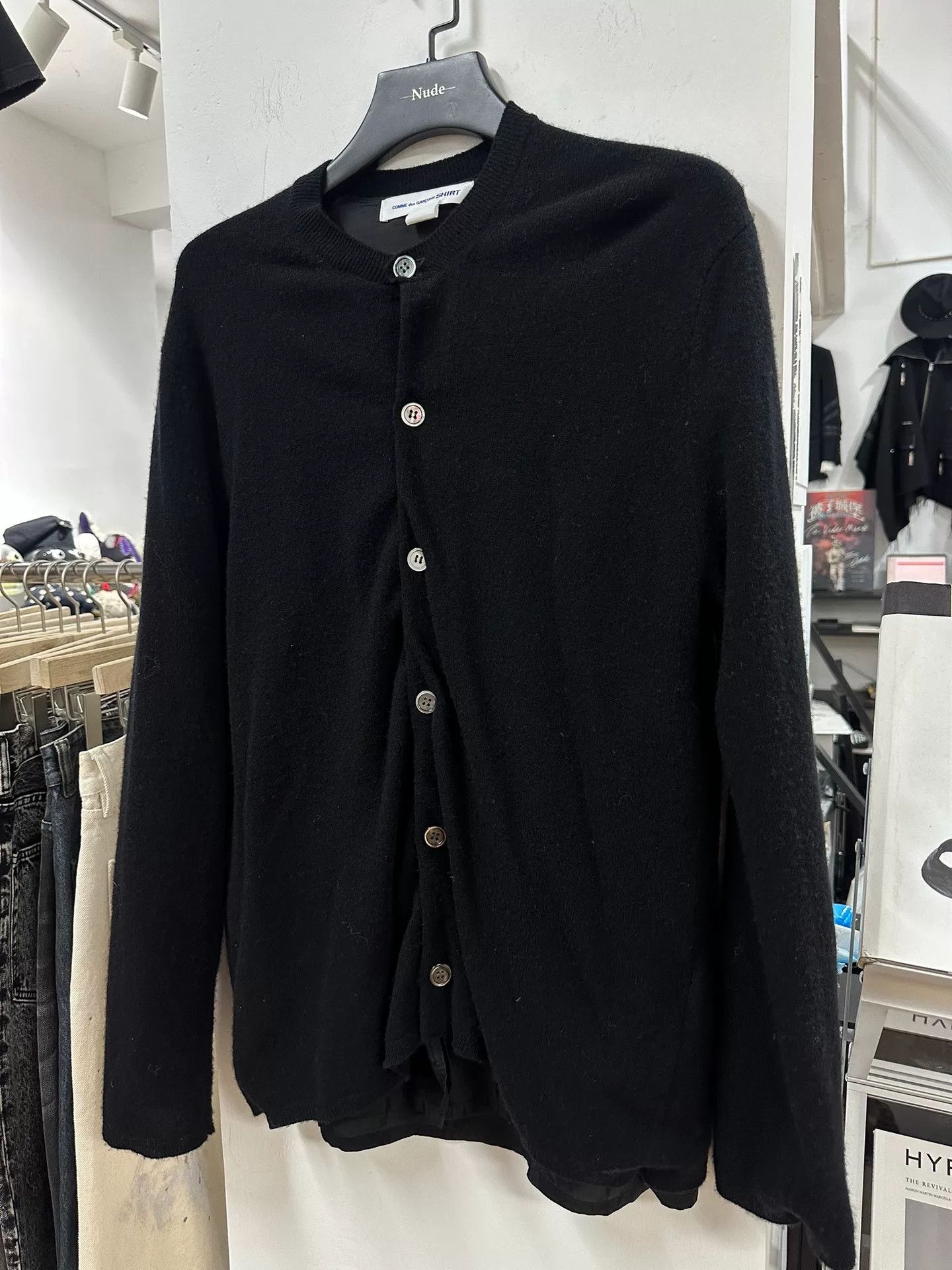 Comme des Garcons black wool cardigan with buttons Size US L / EU 52-54 / 3 - 2 Thumbnail