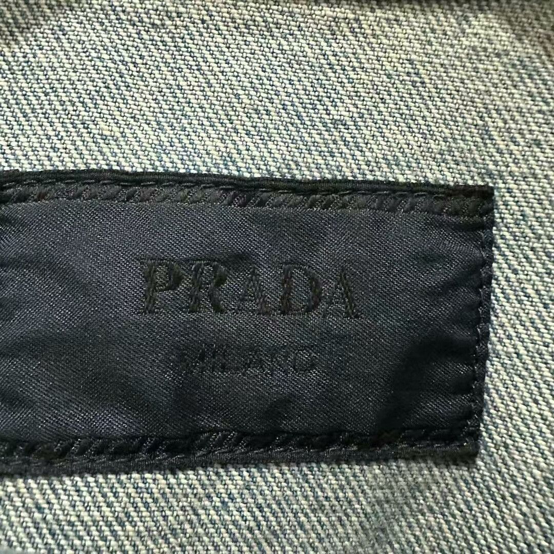 Prada prada light wash distressed denim jacket Size US L / EU 52-54 / 3 - 3 Thumbnail