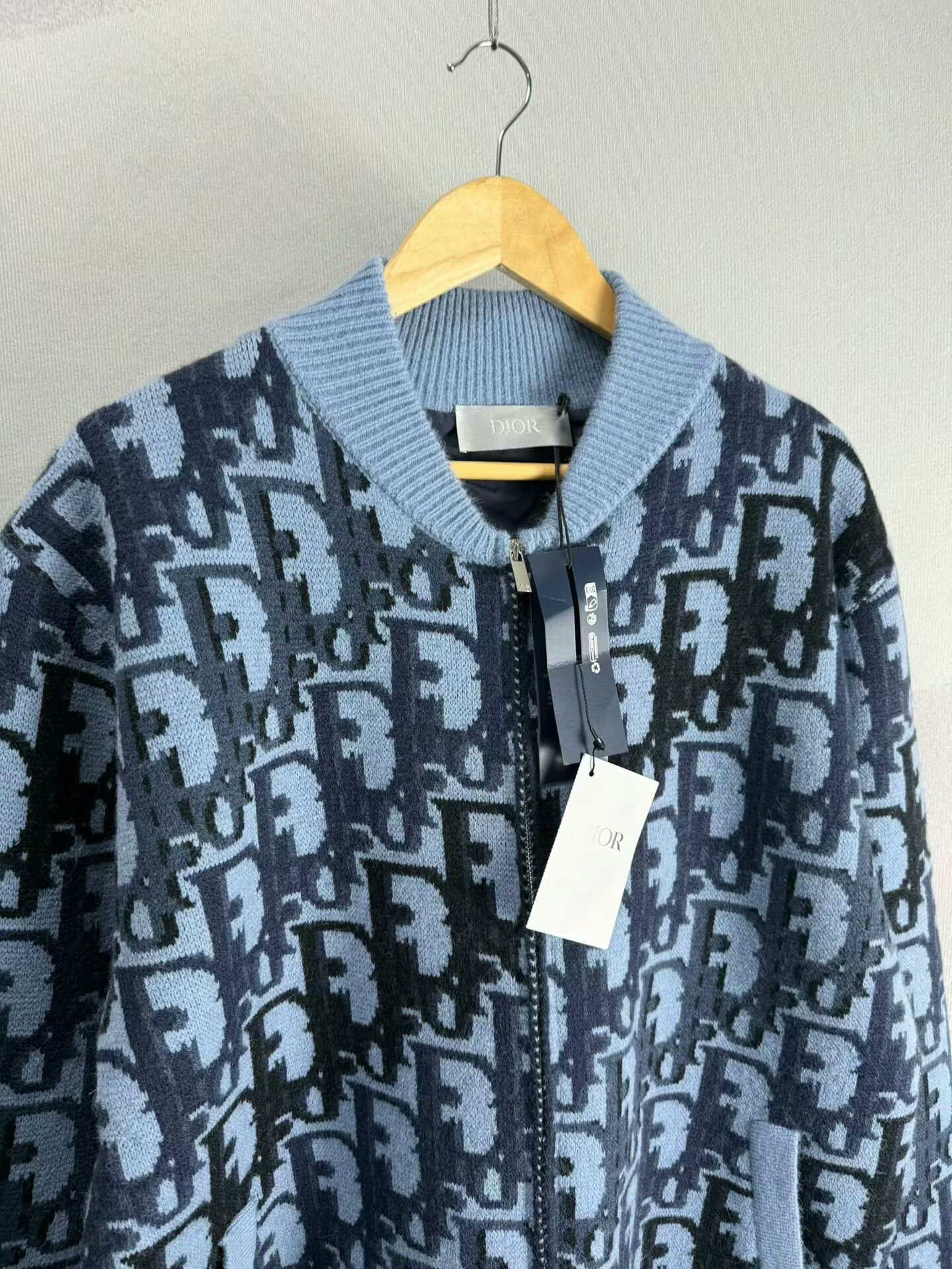 Dior dior blue patterned wool zip jacket size M Size US M / EU 48-50 / 2 - 2 Thumbnail