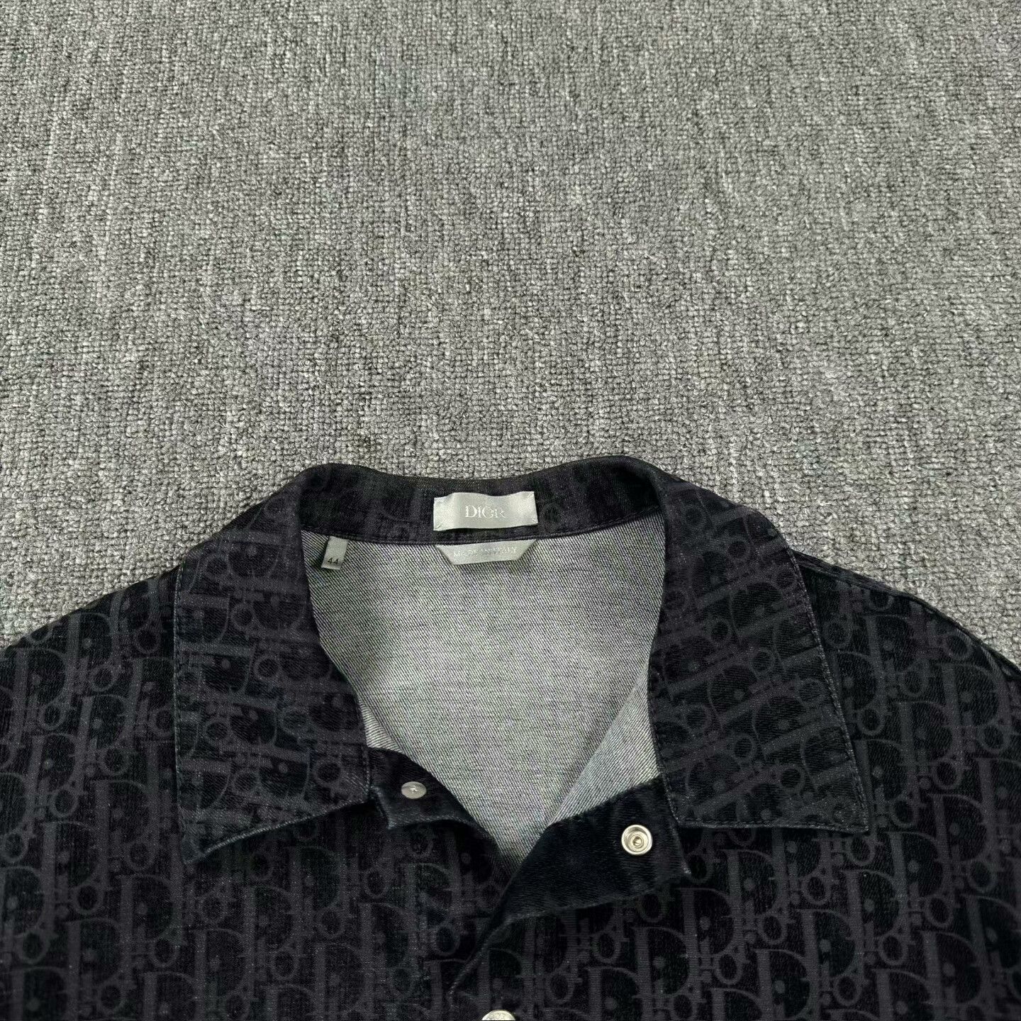 Dior Dior Navy Velvet Print Shirt Size L / US 10 / IT 46 - 3 Thumbnail