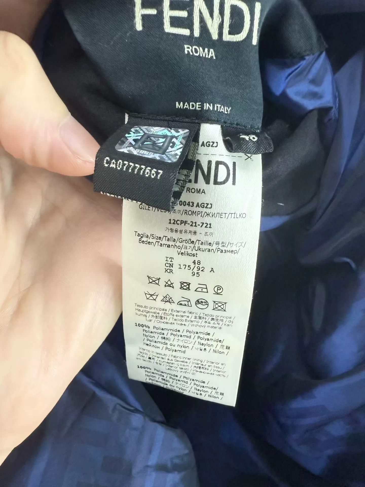 Fendi reversible blue down vest by Fendi Size US L / EU 52-54 / 3 - 7 Thumbnail