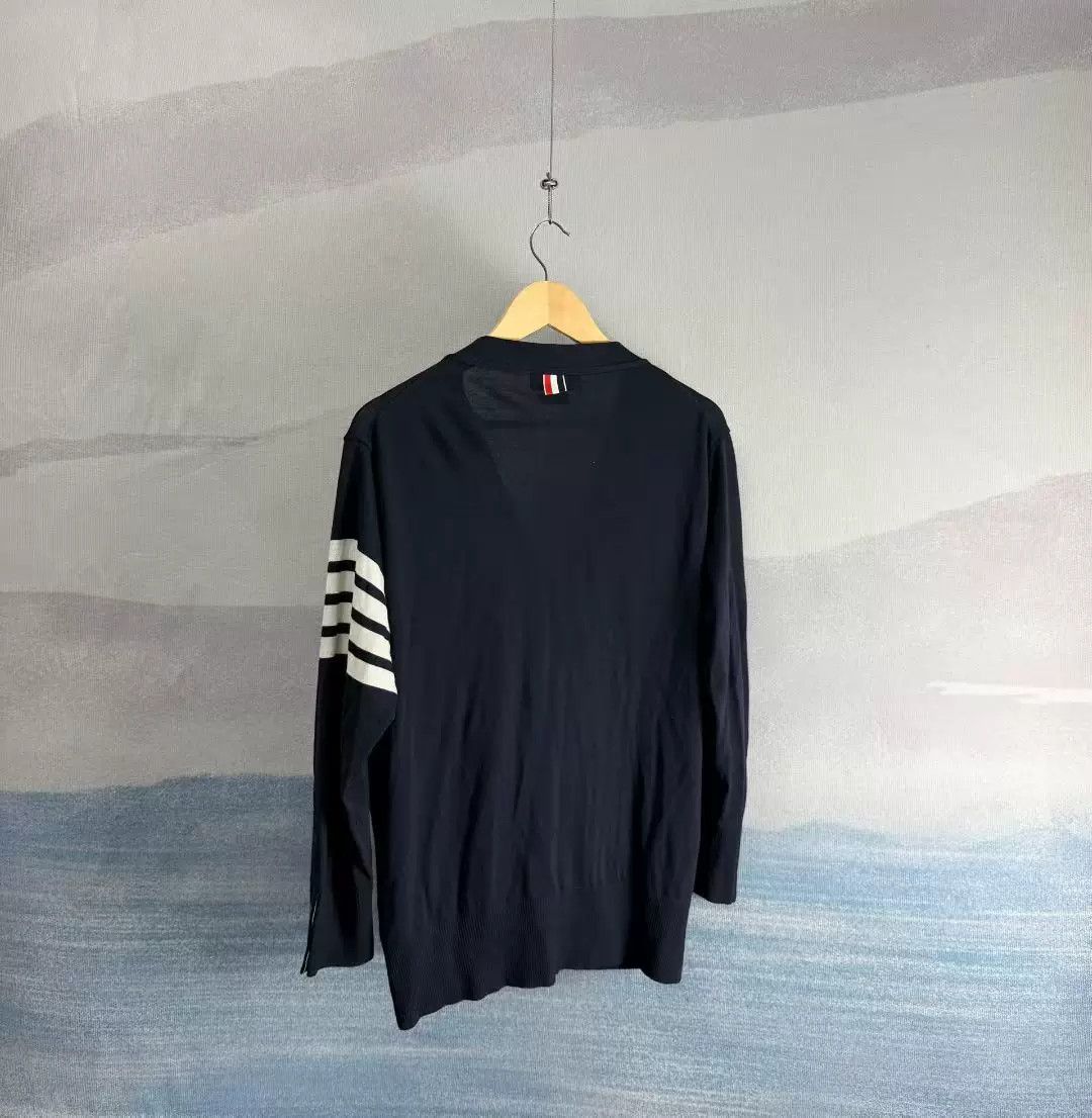 Thom Browne thom browne navy wool knitted cardigan Size US L / EU 52-54 / 3 - 3 Thumbnail