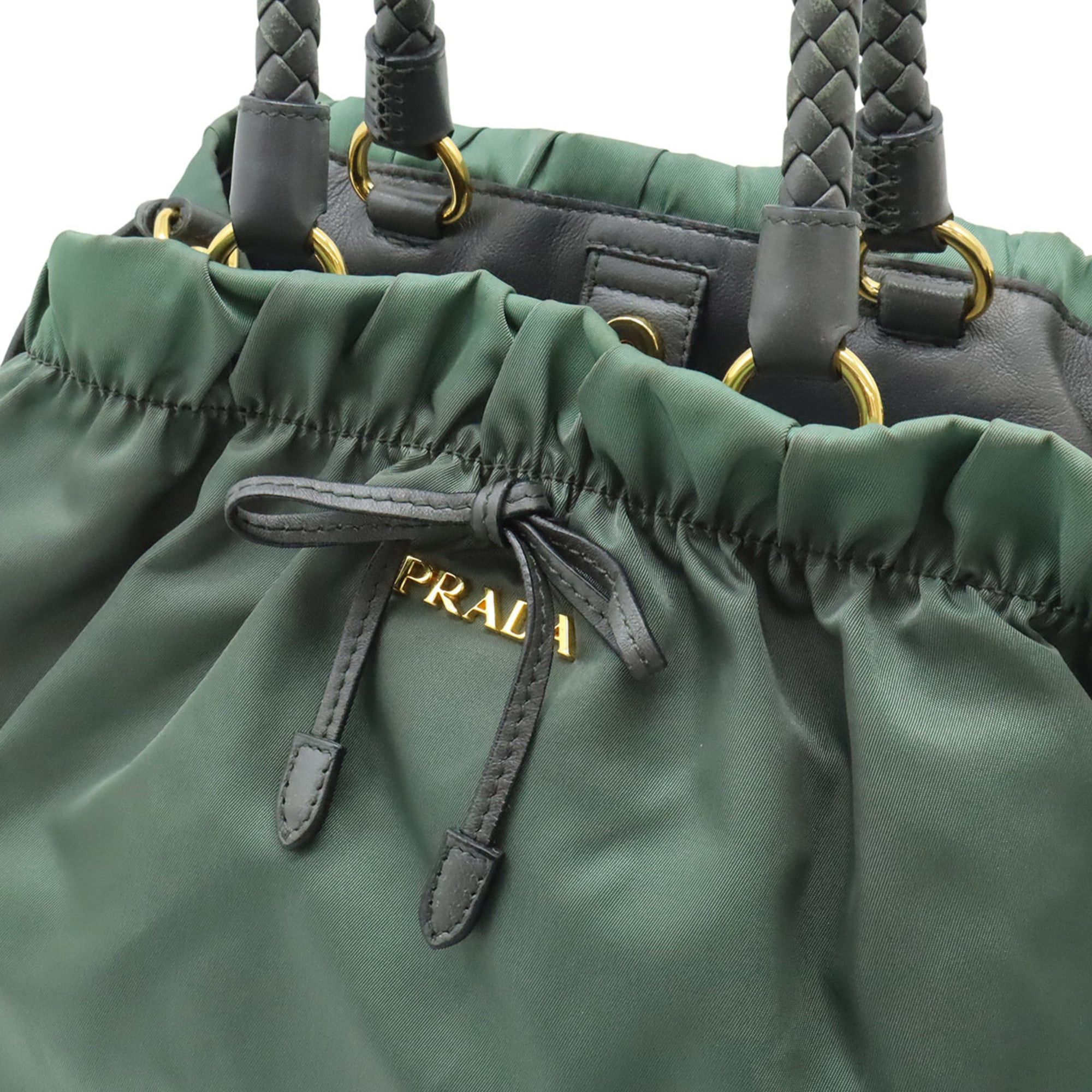 Prada PRADA Ardesia Gathered Ribbon Handbag with Handles, Shoulder Bag, Gray, Nylon, Purchased at a Japanese Boutique, BN1970 Size ONE SIZE - 8 Thumbnail