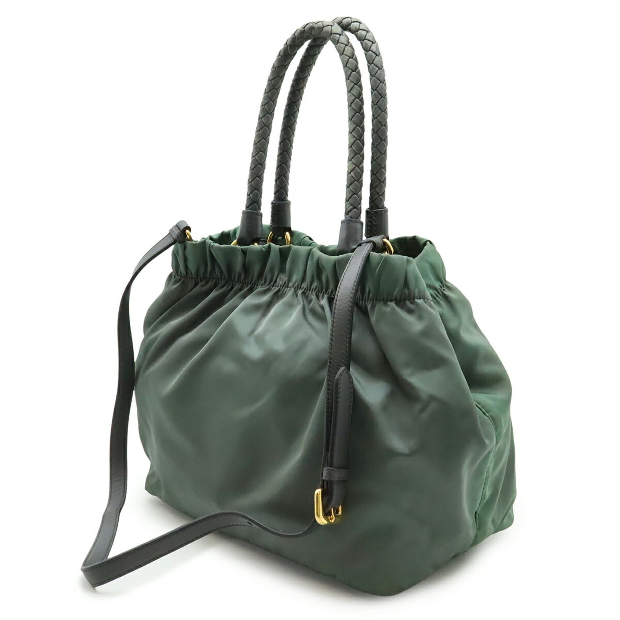 Prada PRADA Ardesia Gathered Ribbon Handbag with Handles, Shoulder Bag, Gray, Nylon, Purchased at a Japanese Boutique, BN1970 Size ONE SIZE - 3 Thumbnail