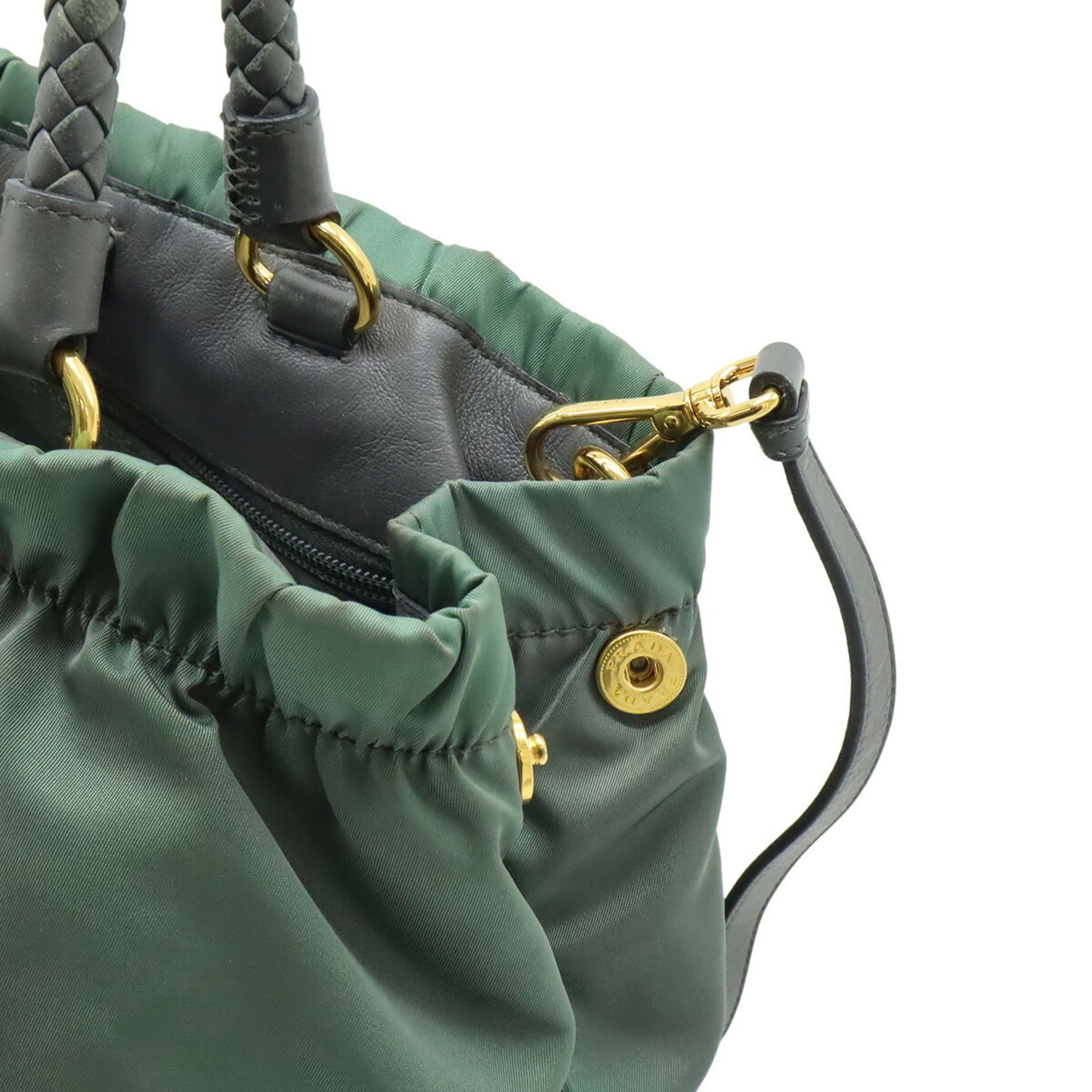 Prada PRADA Ardesia Gathered Ribbon Handbag with Handles, Shoulder Bag, Gray, Nylon, Purchased at a Japanese Boutique, BN1970 Size ONE SIZE - 6 Thumbnail