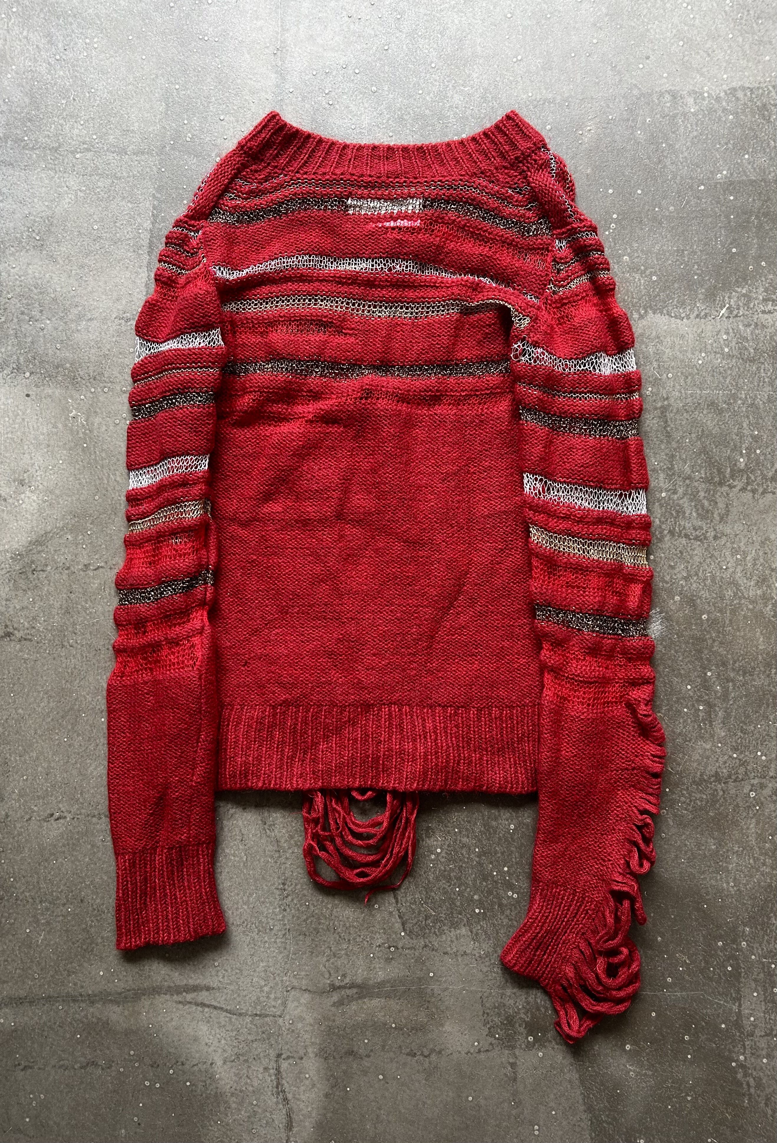 Nozomi Ishiguro red knit distressed long sleeve sweater Size US M / EU 48-50 / 2 - 5 Thumbnail