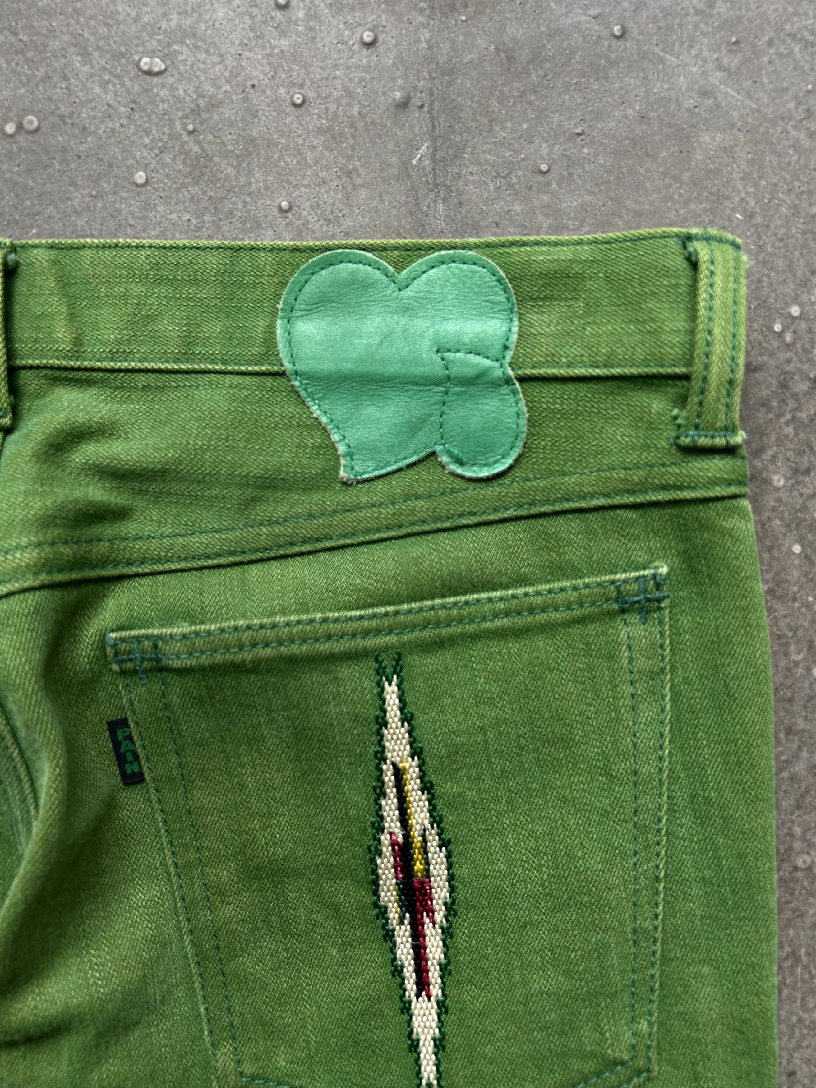 Number (N)ine green embroidered denim pants by number(n)ine Size US 32 / EU 48 - 9 Thumbnail
