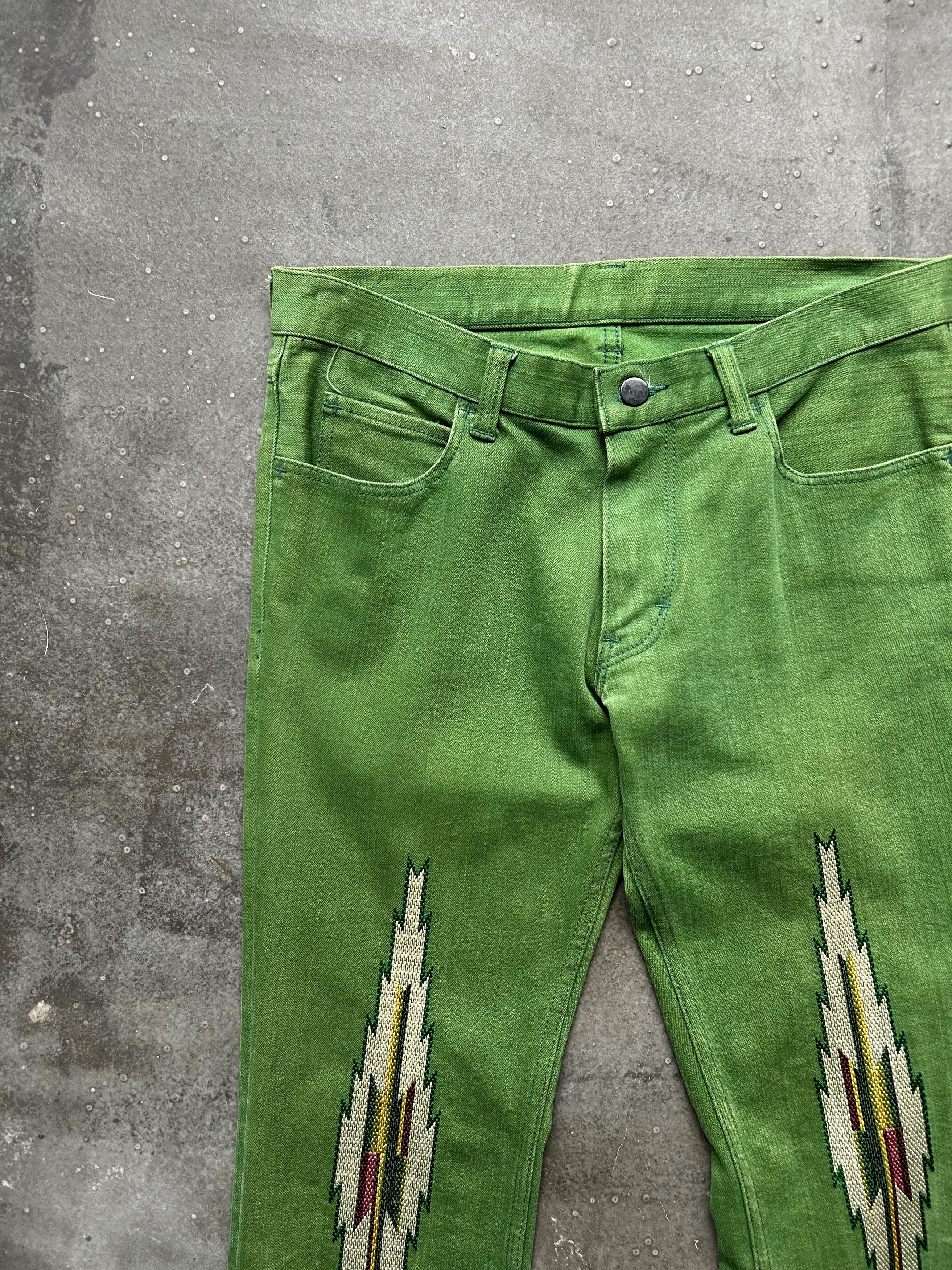 Number (N)ine green embroidered denim pants by number(n)ine Size US 32 / EU 48 - 7 Thumbnail