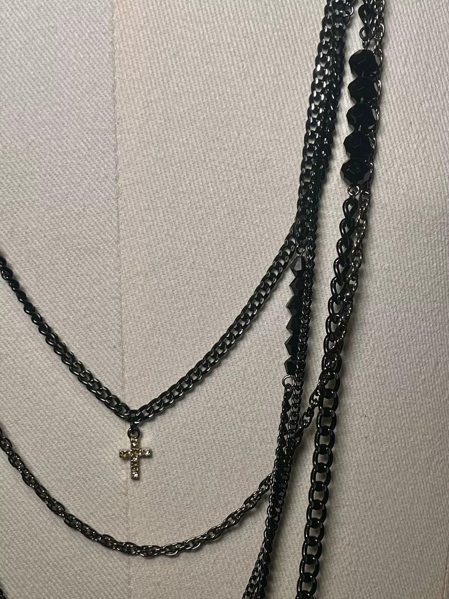CIVARIZE adjustable black cross necklace with charms Size ONE SIZE - 7 Thumbnail