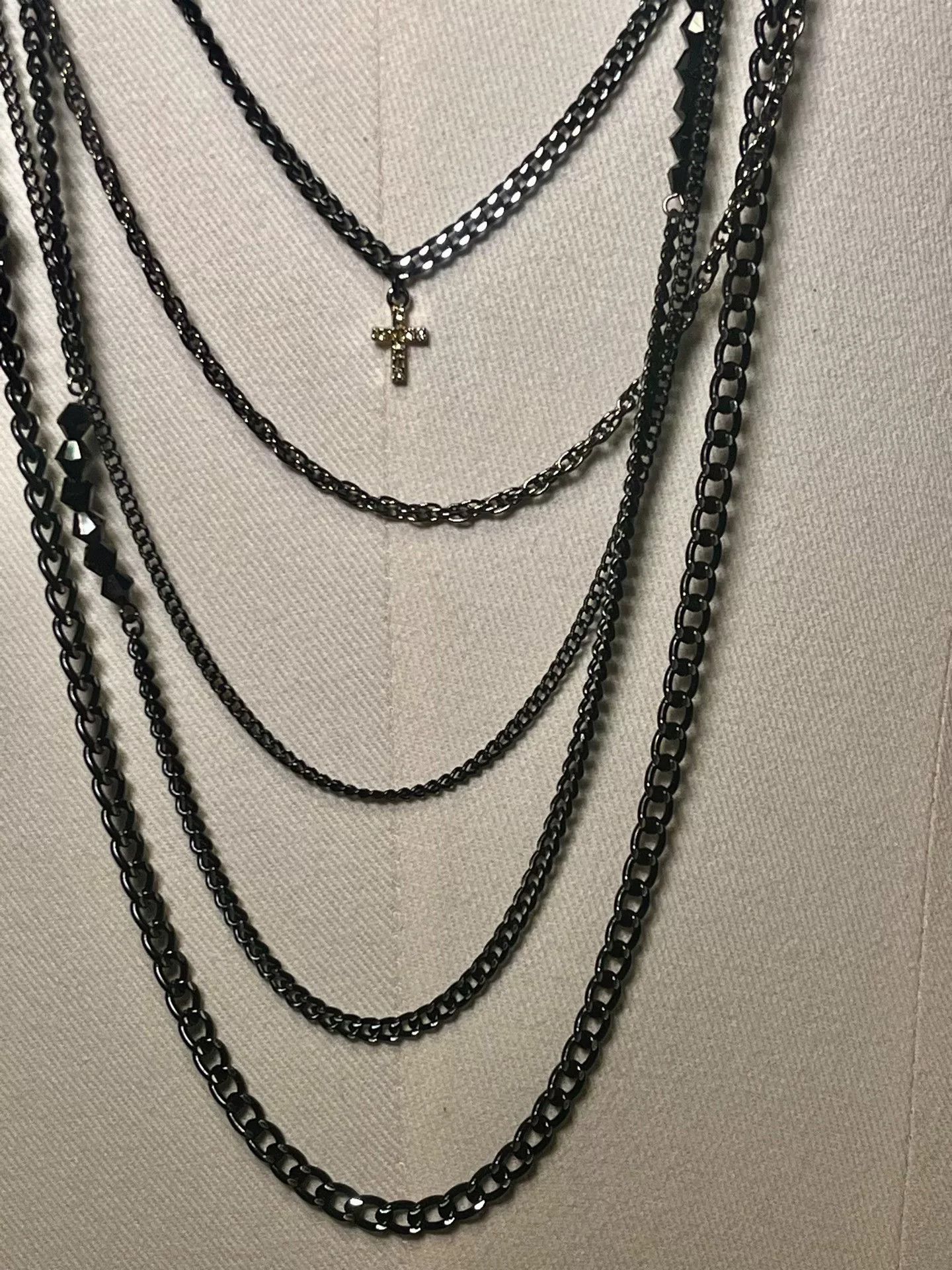CIVARIZE adjustable black cross necklace with charms Size ONE SIZE - 6 Thumbnail