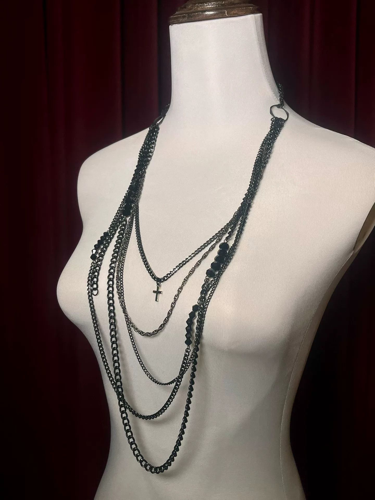 CIVARIZE adjustable black cross necklace with charms Size ONE SIZE - 2 Thumbnail